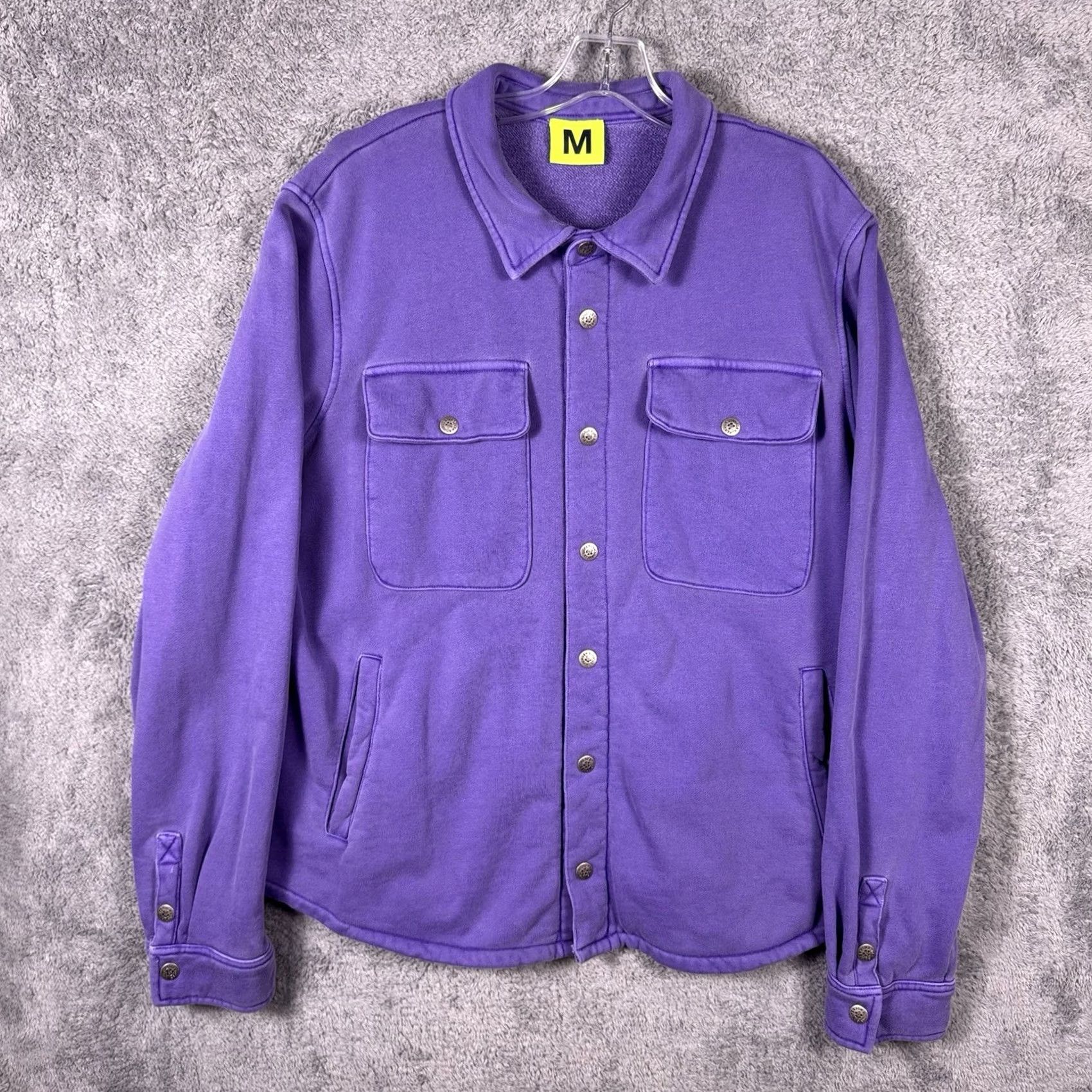 Vintage Supervsn Peace Over Shirt Mens M Heavyweight Shacket Purple Knit Terry Cardigan Button-Up Long Sleeve Size US M / EU 48-50 / 2 - 6 Thumbnail