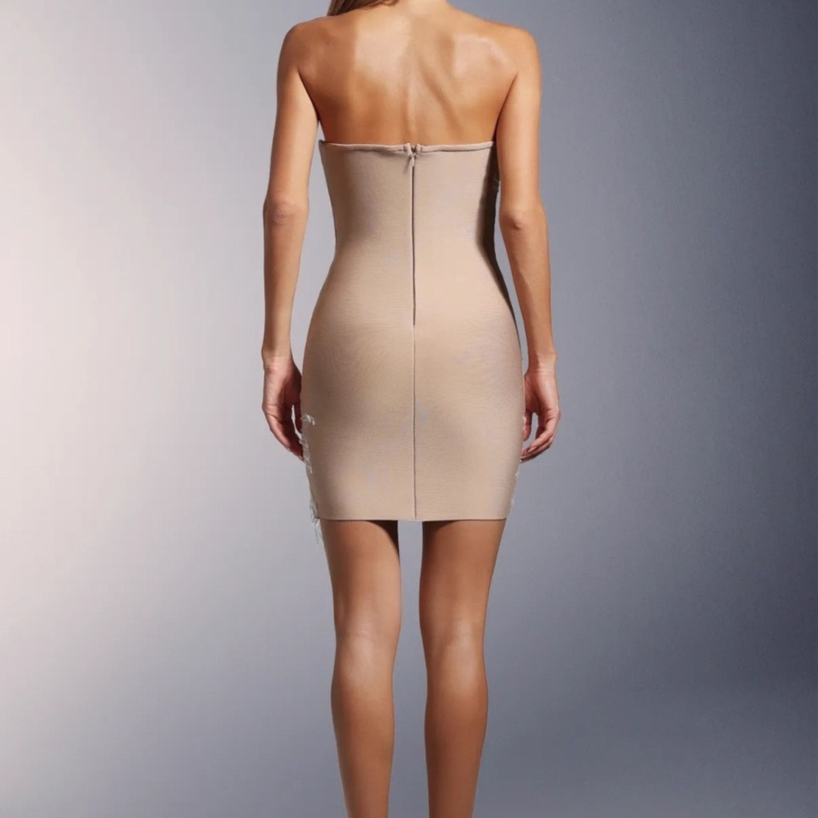 Other Chic Luxe Glam Strapless Tan and White Dress size S Size S / US 4 / IT 40 - 5 Thumbnail