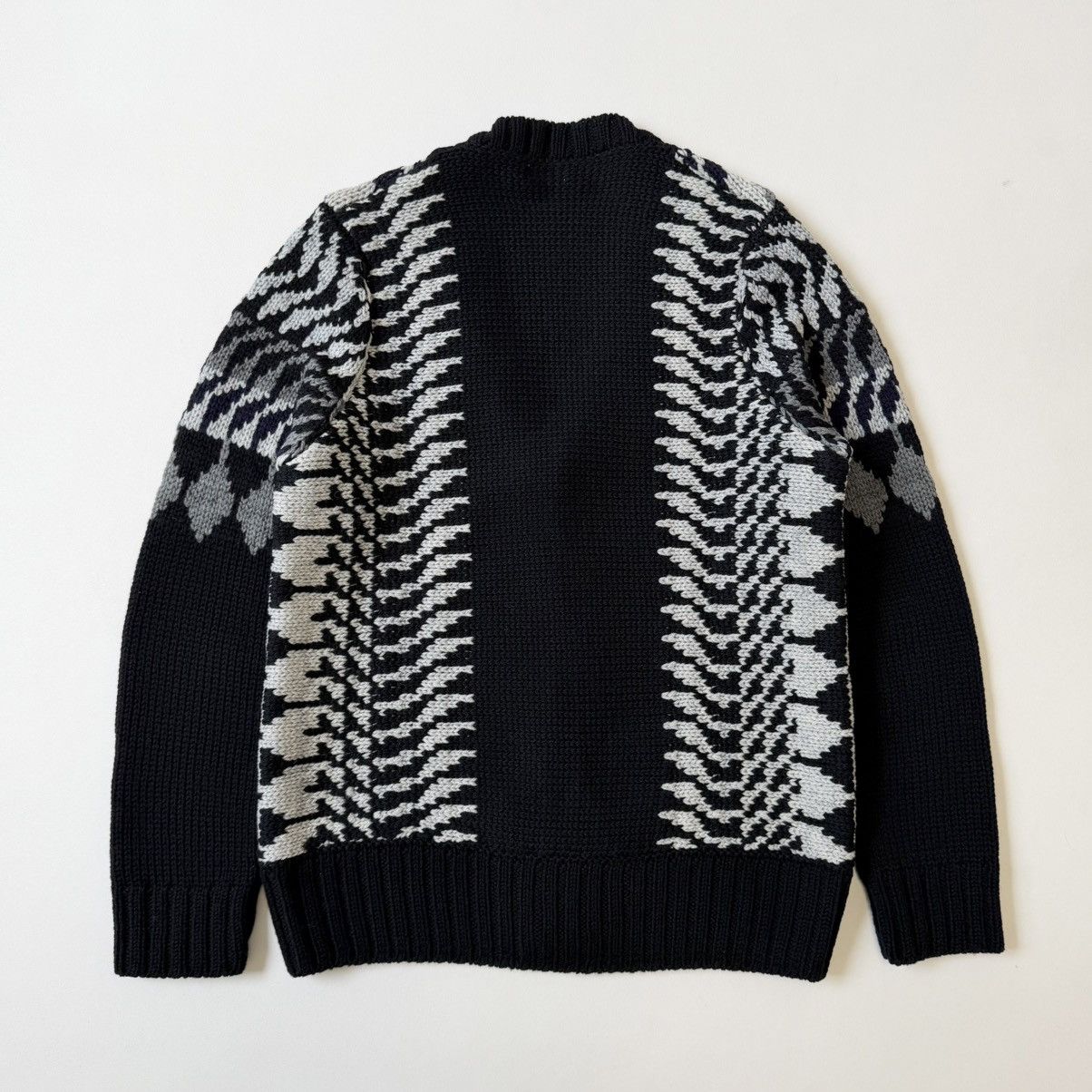 Dries Van Noten ‘Abstract Patterned’ Black Wool Cardigan Size US M / EU 48-50 / 2 - 13 Thumbnail