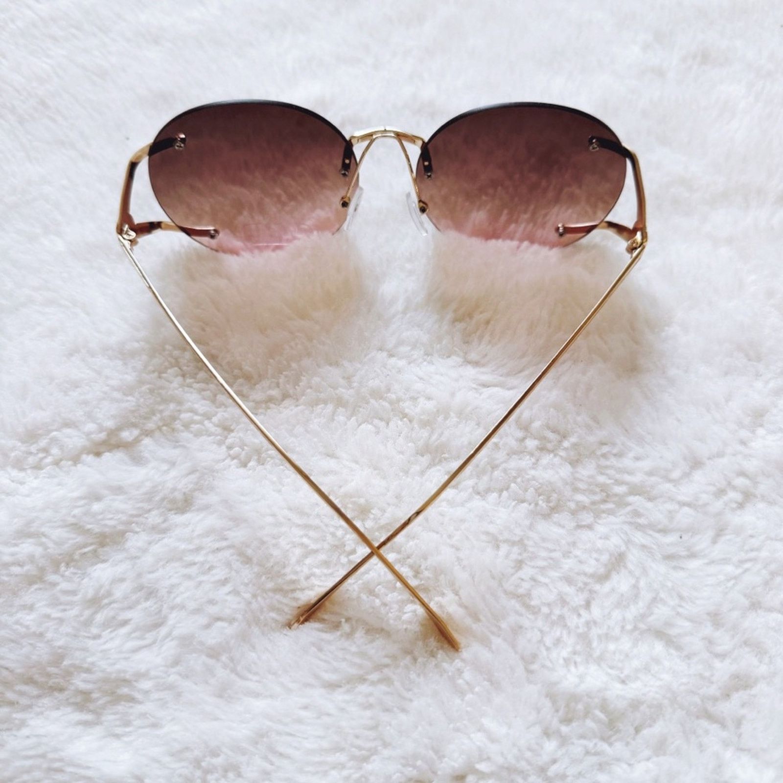 Other Ruth Clear Brown & Pink Round Metal Sunglasses Size ONE SIZE - 11 Thumbnail