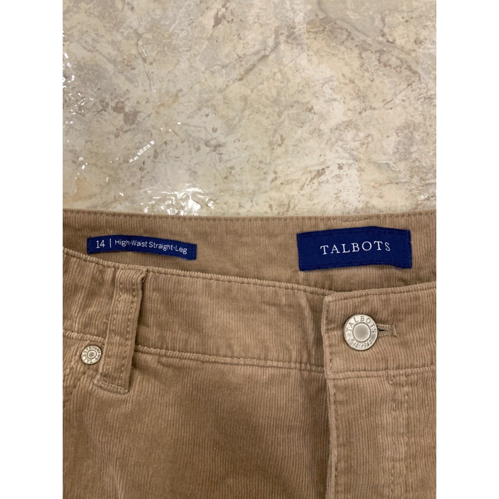 Talbots VINTAGE Women's 14 Talbots Beige High-Waist Straight Leg Stretch Corduroy Jeans 34X31 Size 36" / US 14 / IT 50 - 7 Thumbnail