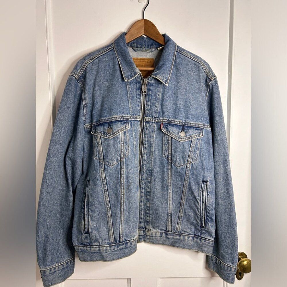 Levi's Men’s Blue Levi’s Denim Jean Jacket with Zipper Size Medium Size US L / EU 52-54 / 3 - 9 Thumbnail