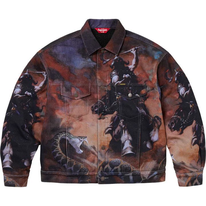 Supreme Supreme Frazetta Faux Shearling Lined Trucker Jacket Small Size US S / EU 44-46 / 1 - 1 Thumbnail