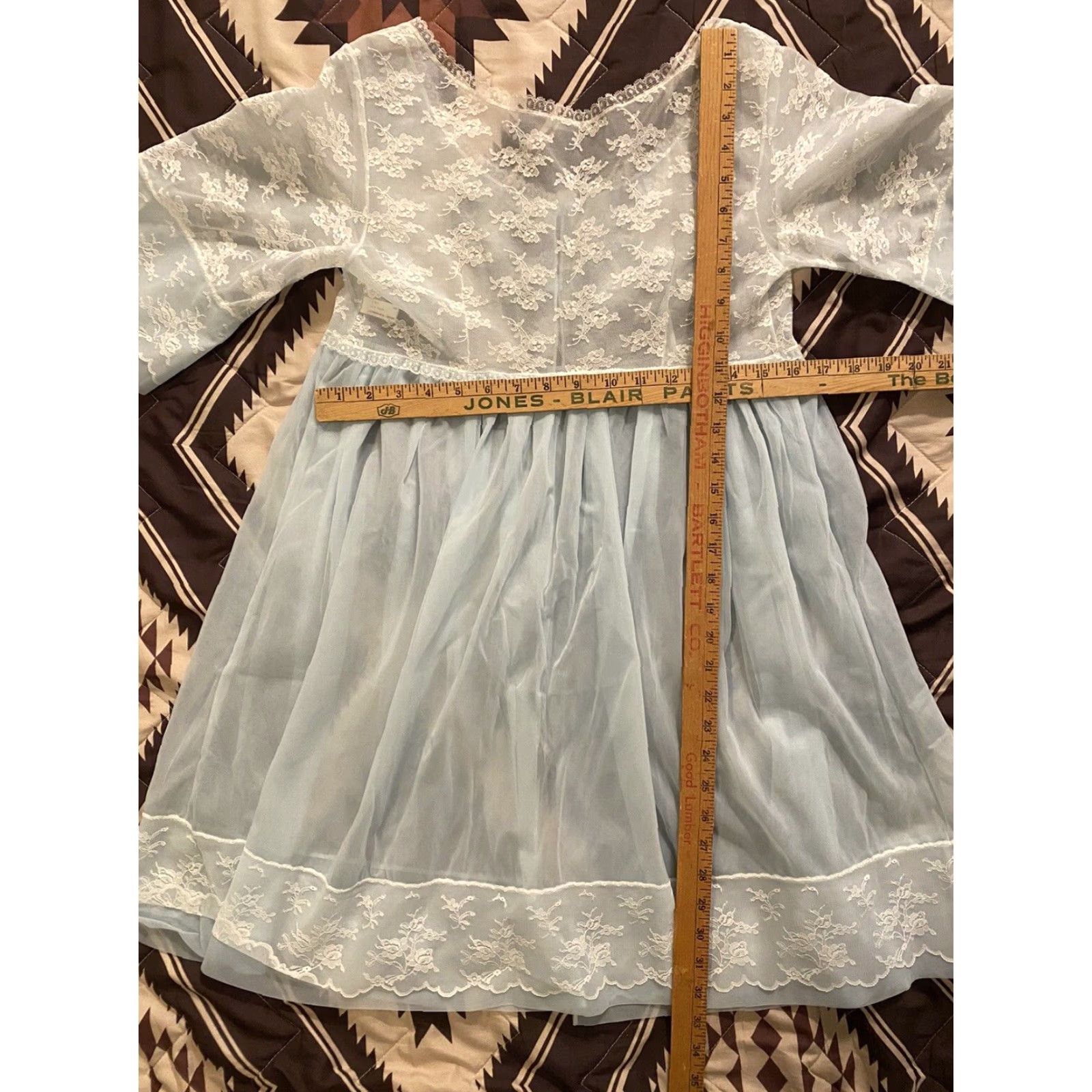 Henson VINTAGE 60’s Henson Kickernick Nylon Lace Sheer Nightie Bed Jacket Blue Sz 34 | 1960s Victorian Nylon Nightwear Mainsale Keywords Size XXS / US 00 / IT 34 - 8 Thumbnail