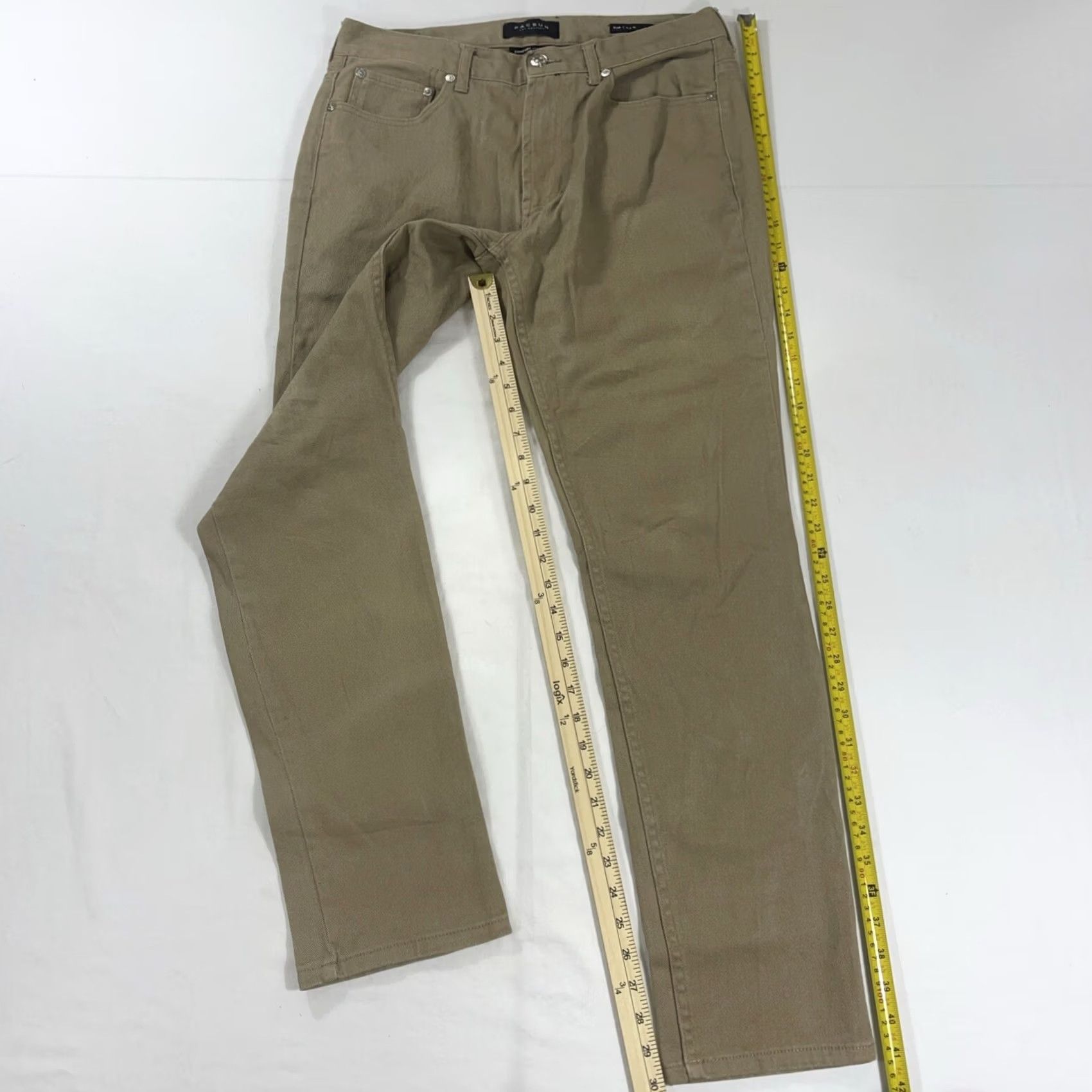 Pacsun Pacsun Slim Khaki Pants Mens 31x32 Comfort Stretch Straight 5-Pocket Beig e Conservative, Flat Front, Regular Size, Cotton-Polyester, 31x32, Pants Size US 31 - 2 Thumbnail