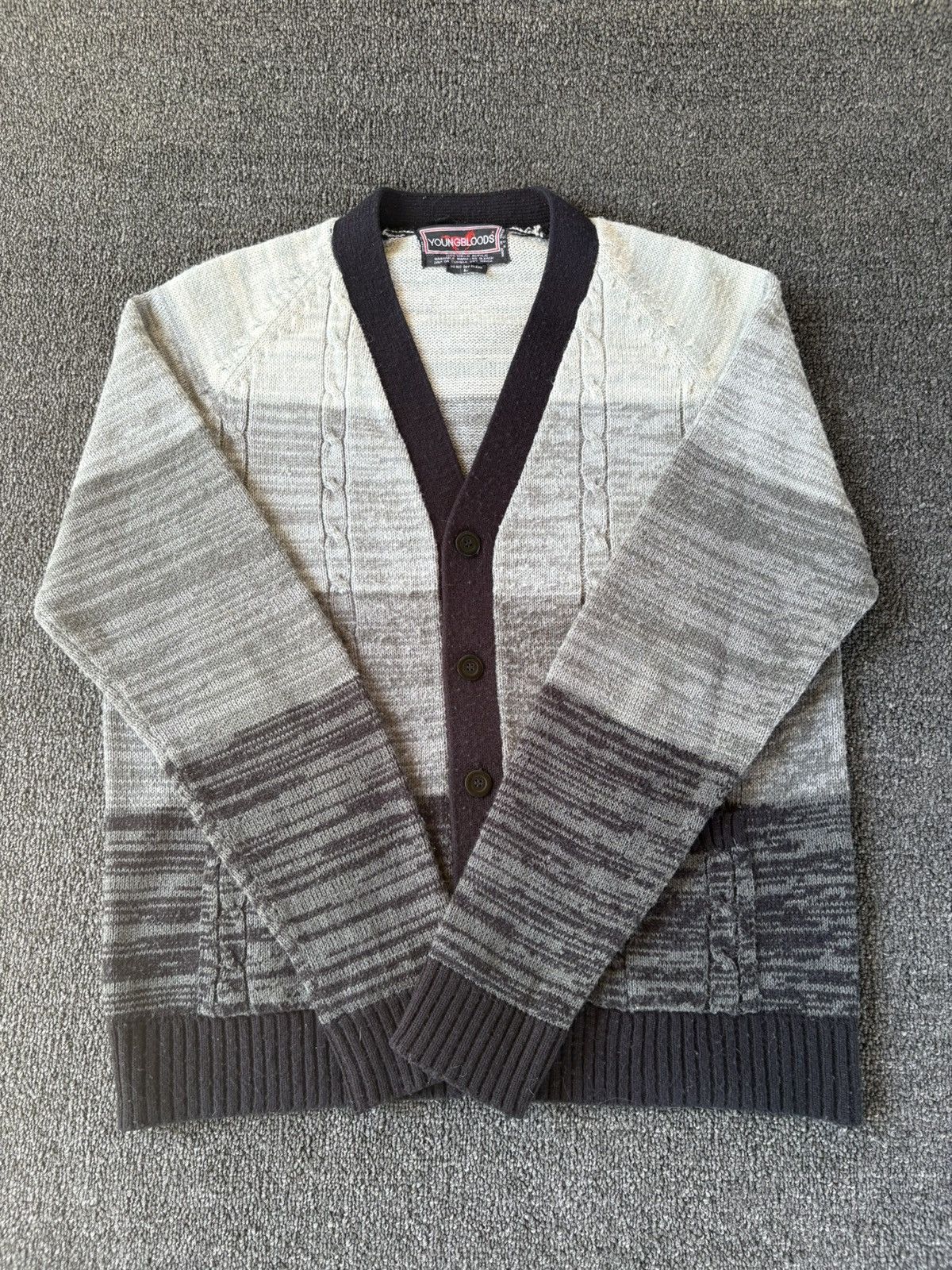 Other Vintage Youngbloods Ombre Grandpa Cardigan Grey Cable Knit L Size US L / EU 52-54 / 3 - 1 Thumbnail