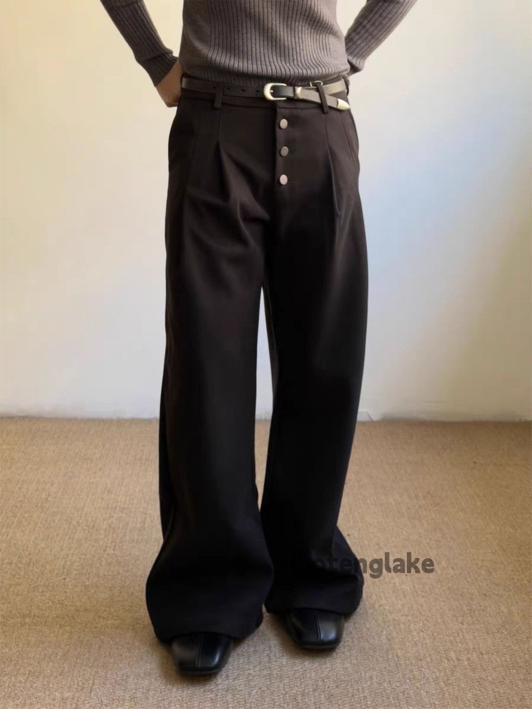 Vintage ltx woolen retro wide Leg loose yuppie cleanfit pants Size US 28 / EU 44 - 4 Thumbnail