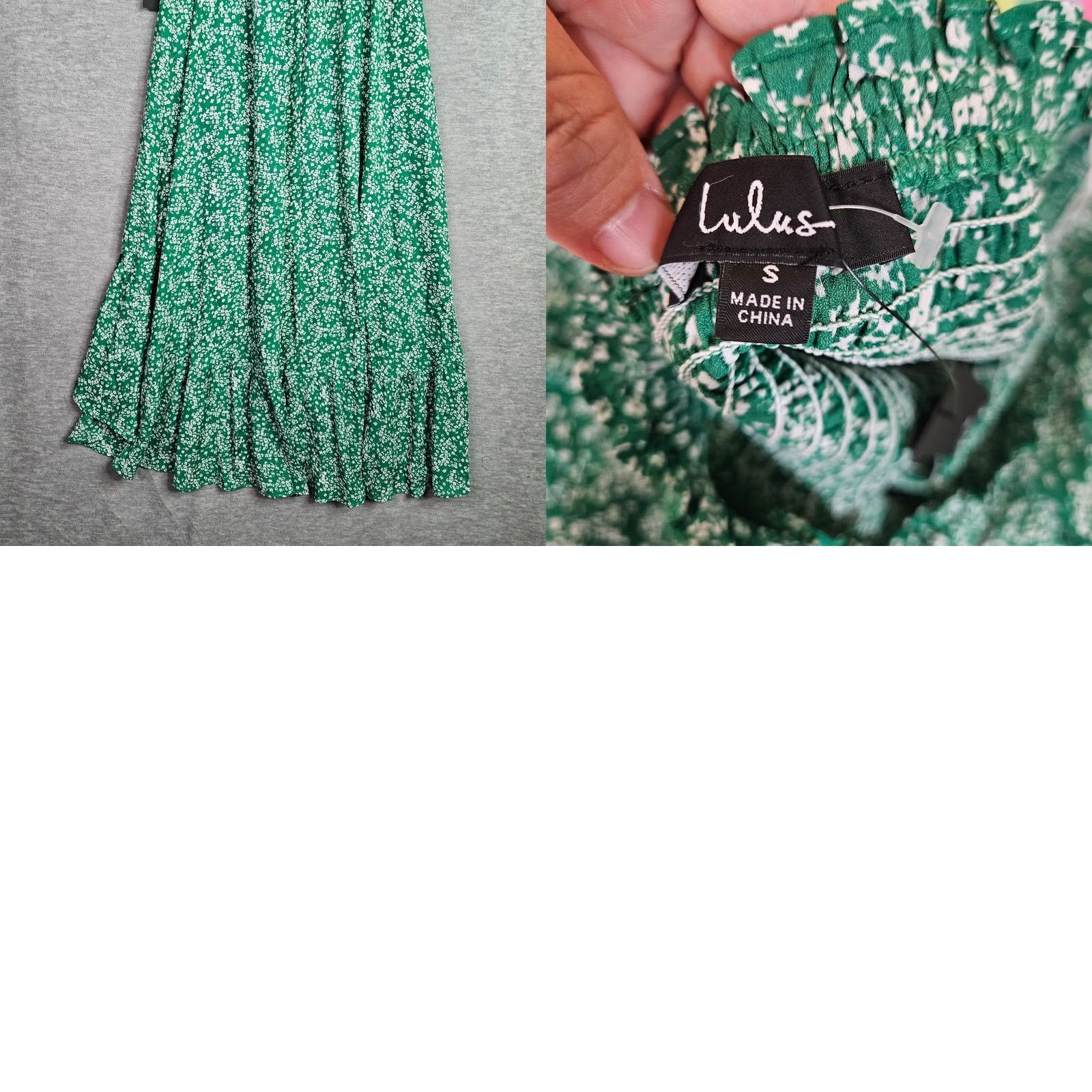 Lulus Lulu's Women's Fleurtation Green Floral Off The Shoulder Midi Dress S NEW Size S / US 4 / IT 40 - 9 Thumbnail