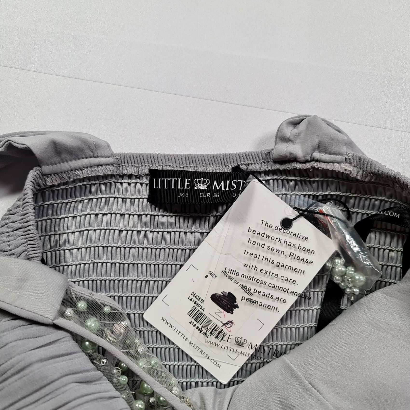 Vintage Little Mistress Womens Maxi Dress Grey UK 8 Sleeveless Embellished Gown XS Size M / US 6-8 / IT 42-44 - 6 Thumbnail