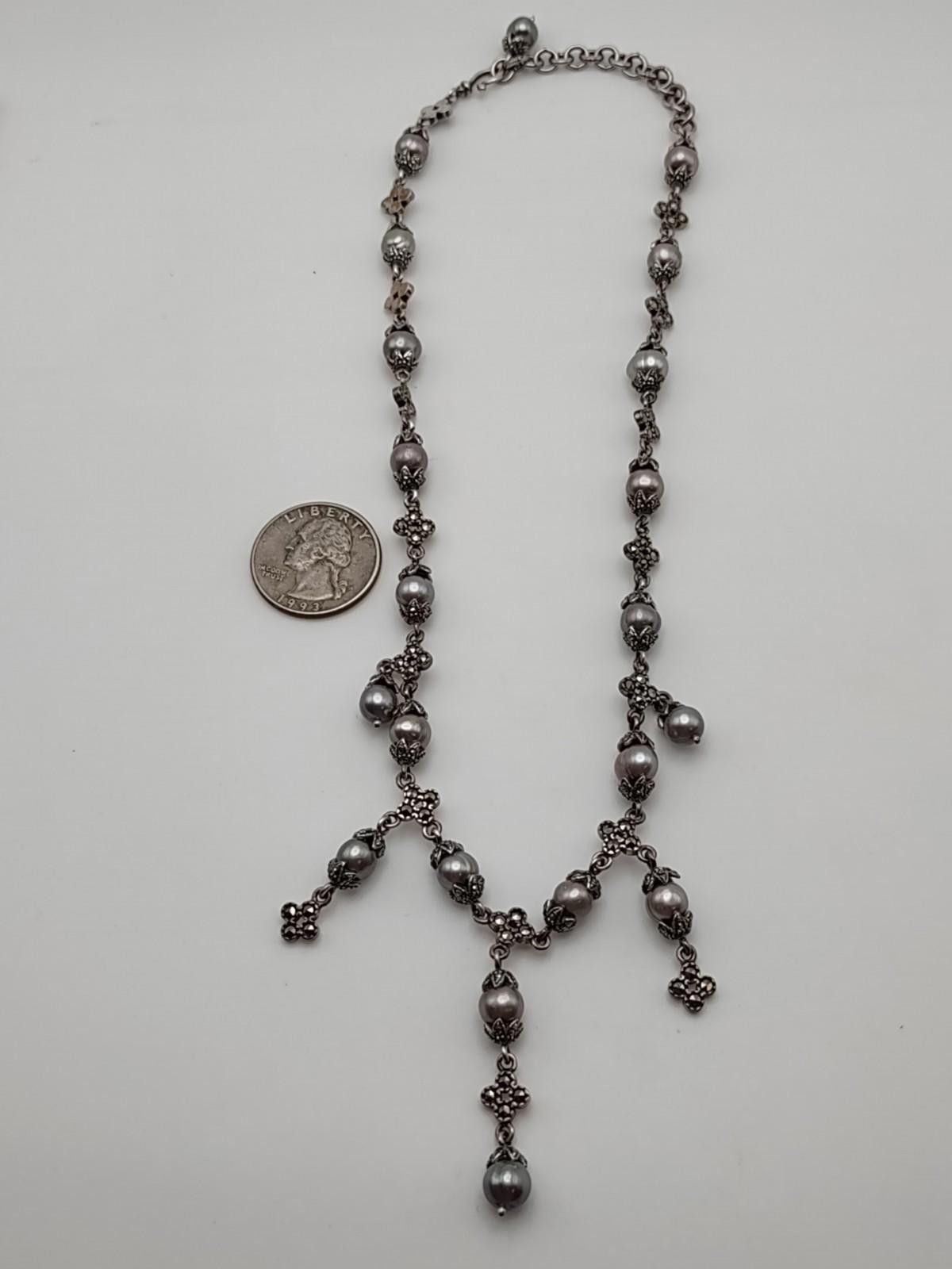 The Unbranded Brand Sterling Silver Pearl & Marcasite Rosary Style Necklace Size ONE SIZE - 4 Thumbnail