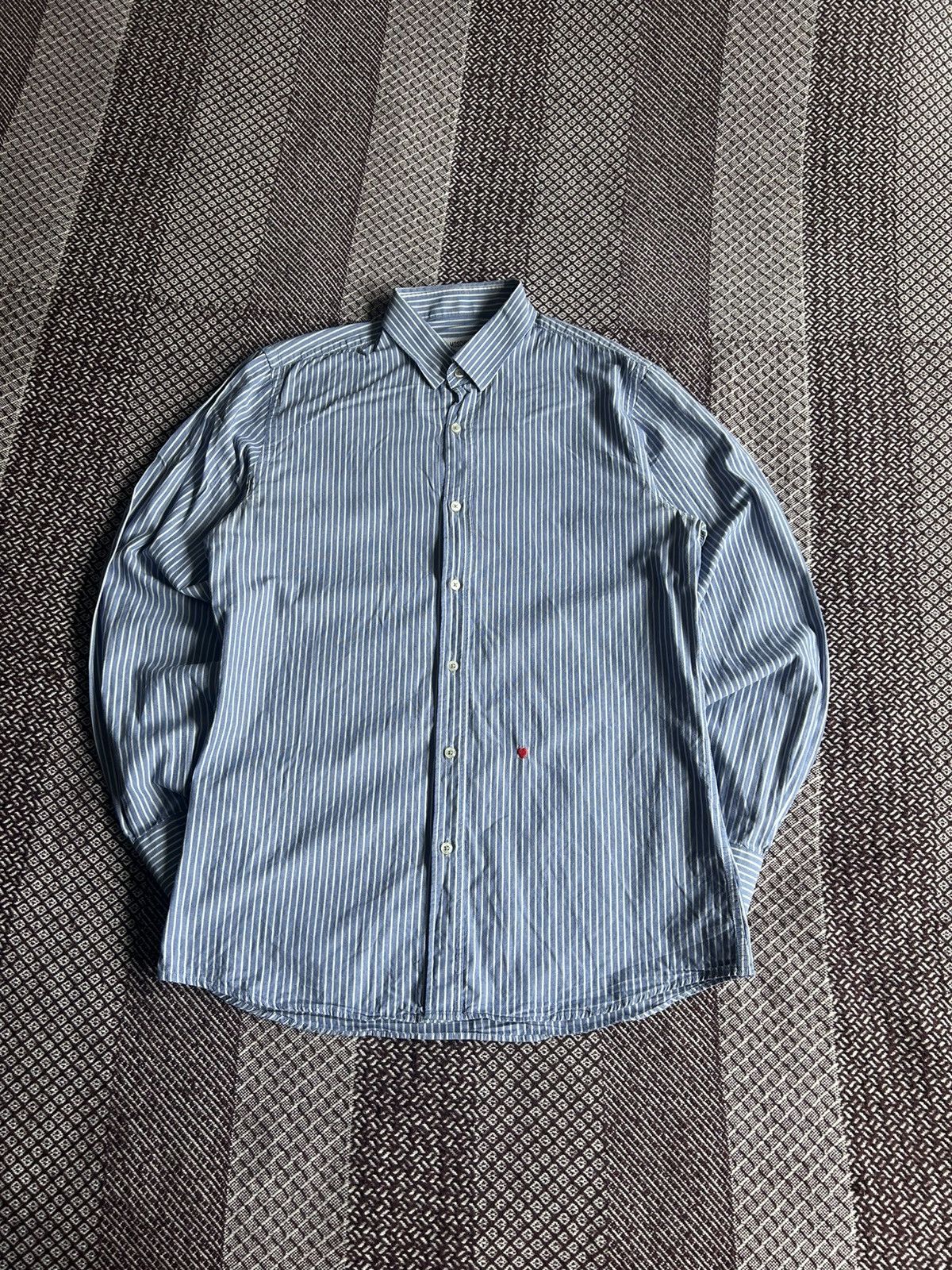 Vintage Moschino Striped Solid Shirt Blue Mens Size 40 Size US M / EU 48-50 / 2 - 1 Thumbnail