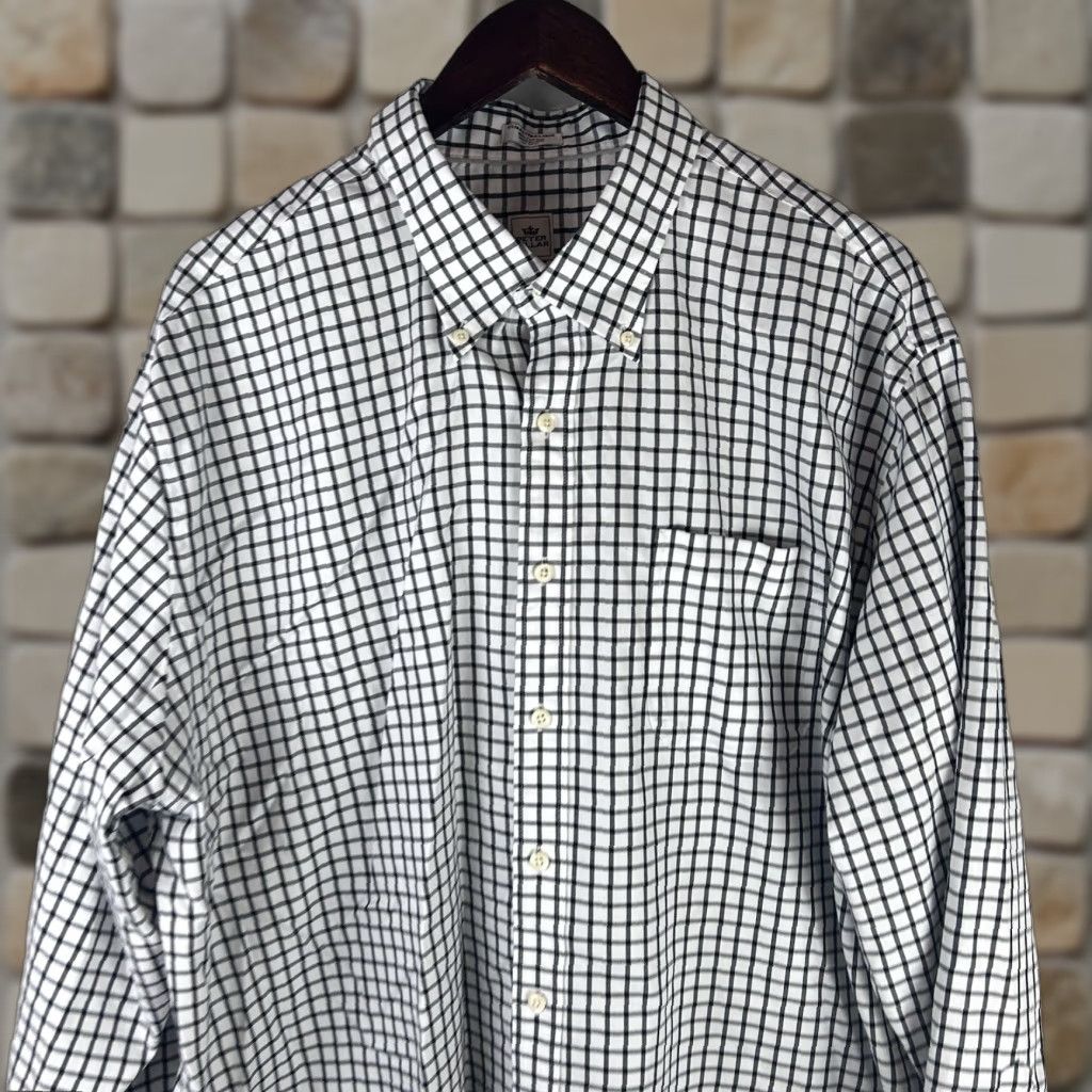 Peter Millar Peter Millar Shirt Mens 2XL White Black Check Long Sleeve Dress Shirt Nanoluxe Easy Care Dress Shirt Mens Size US XXL / EU 58 / 5 - 1 Thumbnail