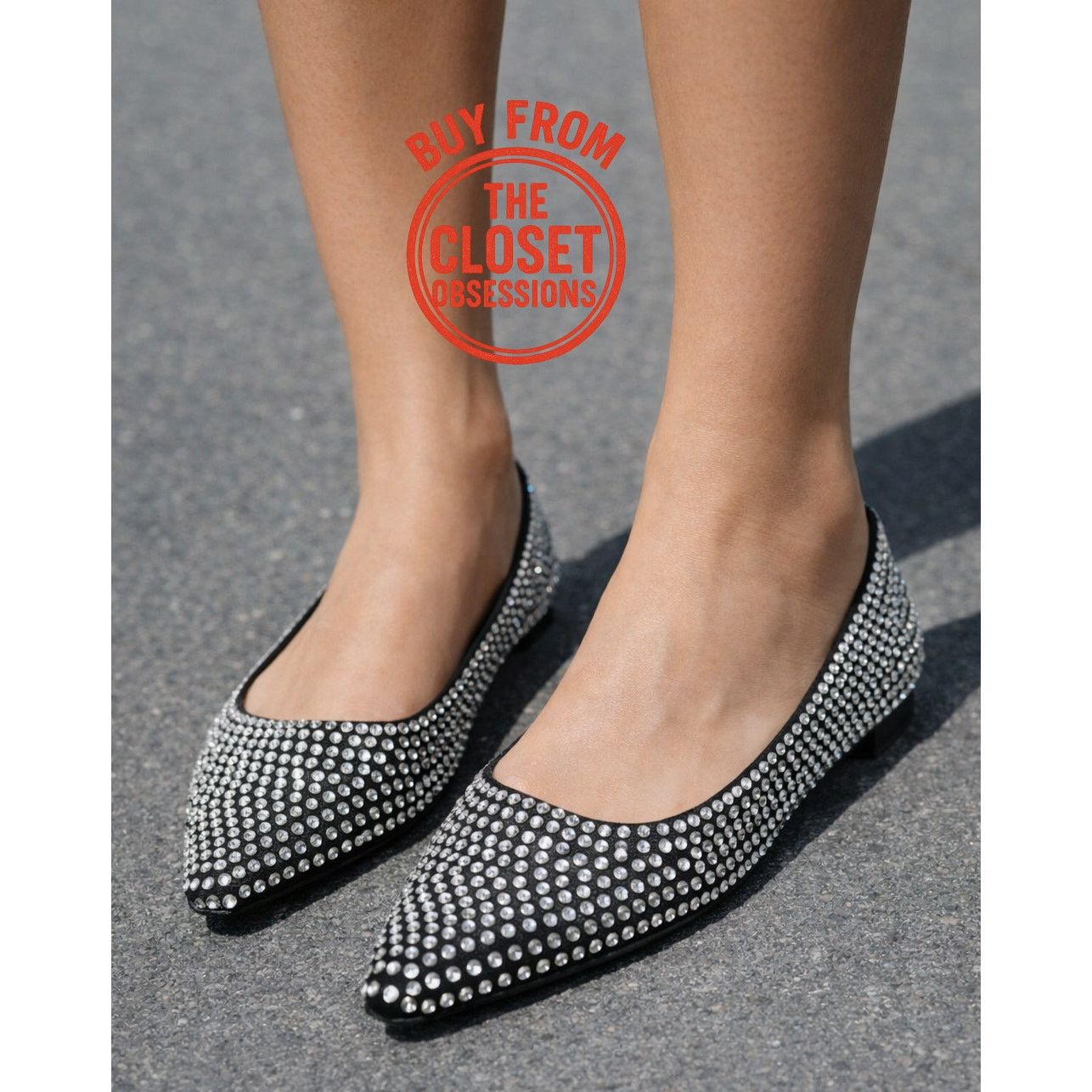 Zara Zara Rhinestone Pointed Toe Flats Sparkle Ballet Flats Size US 7.5 / IT 37.5 - 2 Thumbnail