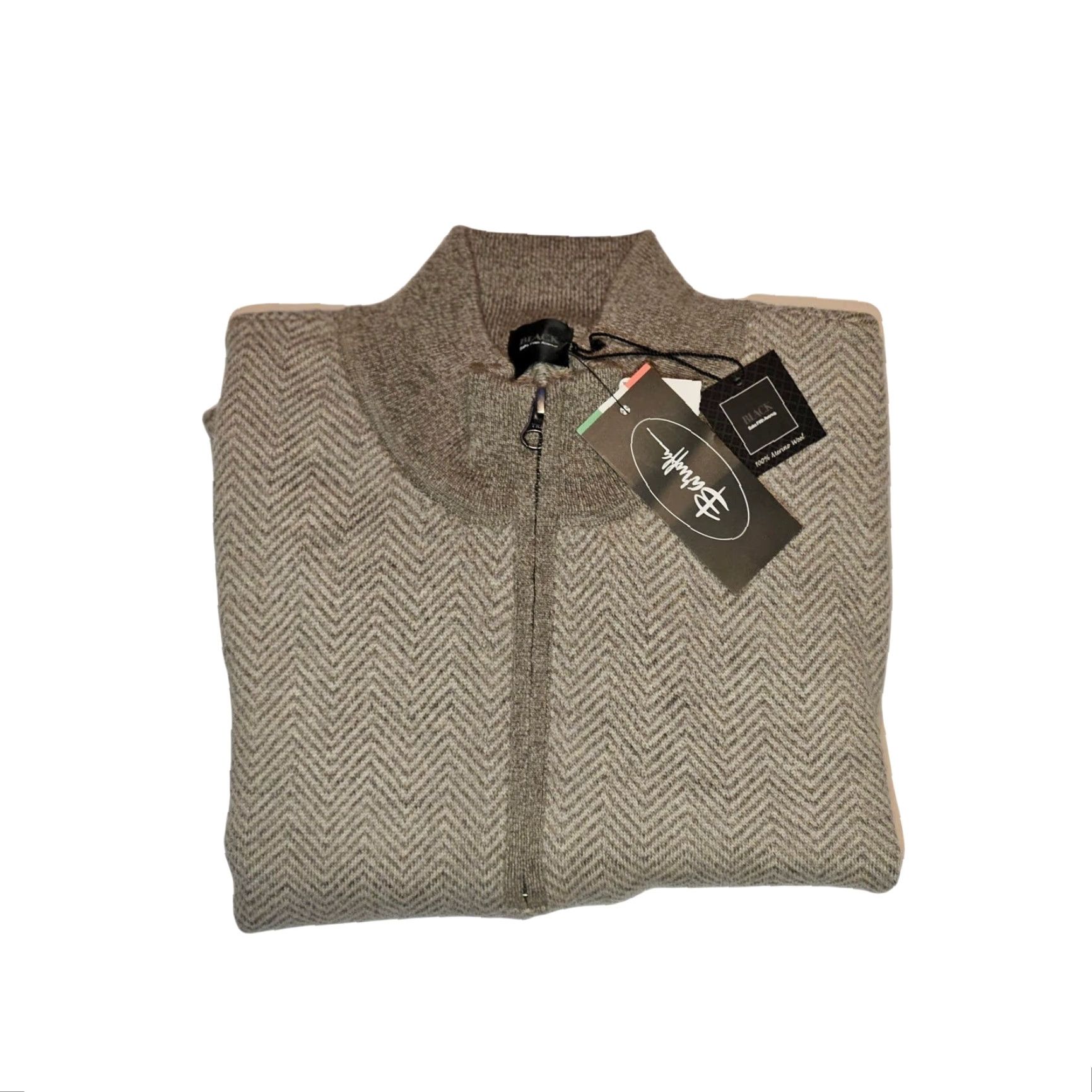Saks Fifth Avenue VINTAGE Saks Fifth Avenue Herringbone Sweater Mens 2XL Tan Gray 100% Merino Wool NWT Size US XXL / EU 58 / 5 - 3 Thumbnail