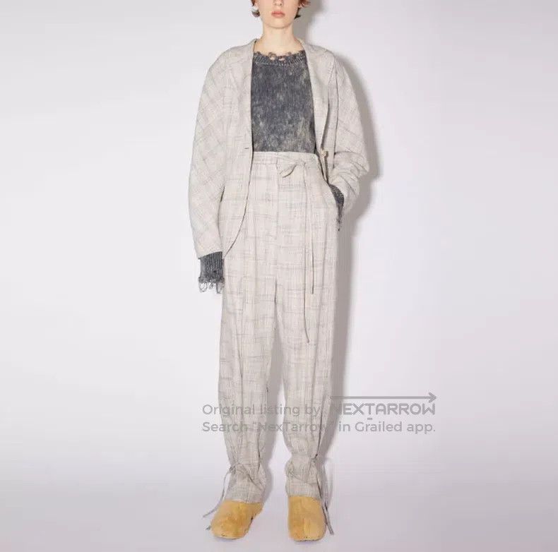 Acne Studios Acne Studios SS22 plaid tie waist casual long pants, beige Size 42" / US 20 - 8 Thumbnail