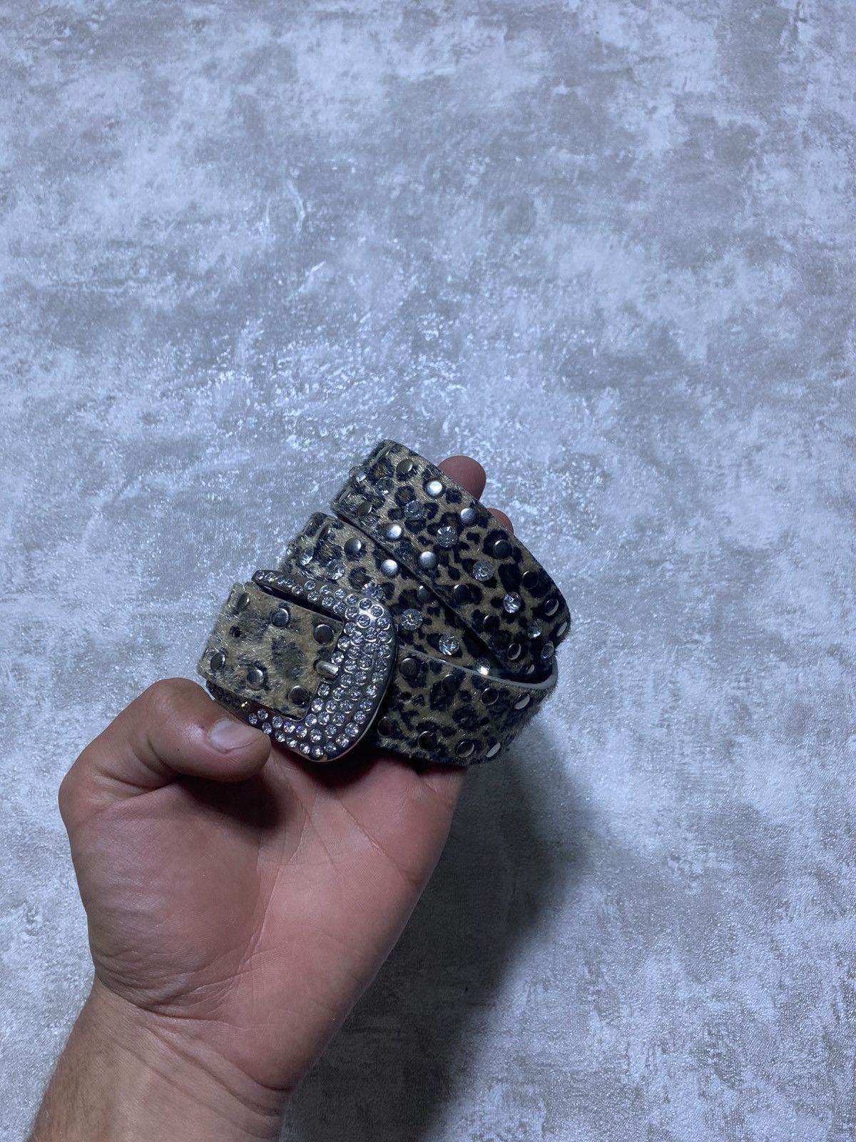 B.B. Simon Hype Vintage Leopard Pony Hair Rhinestone Belt Y2K Size ONE SIZE - 1 Thumbnail