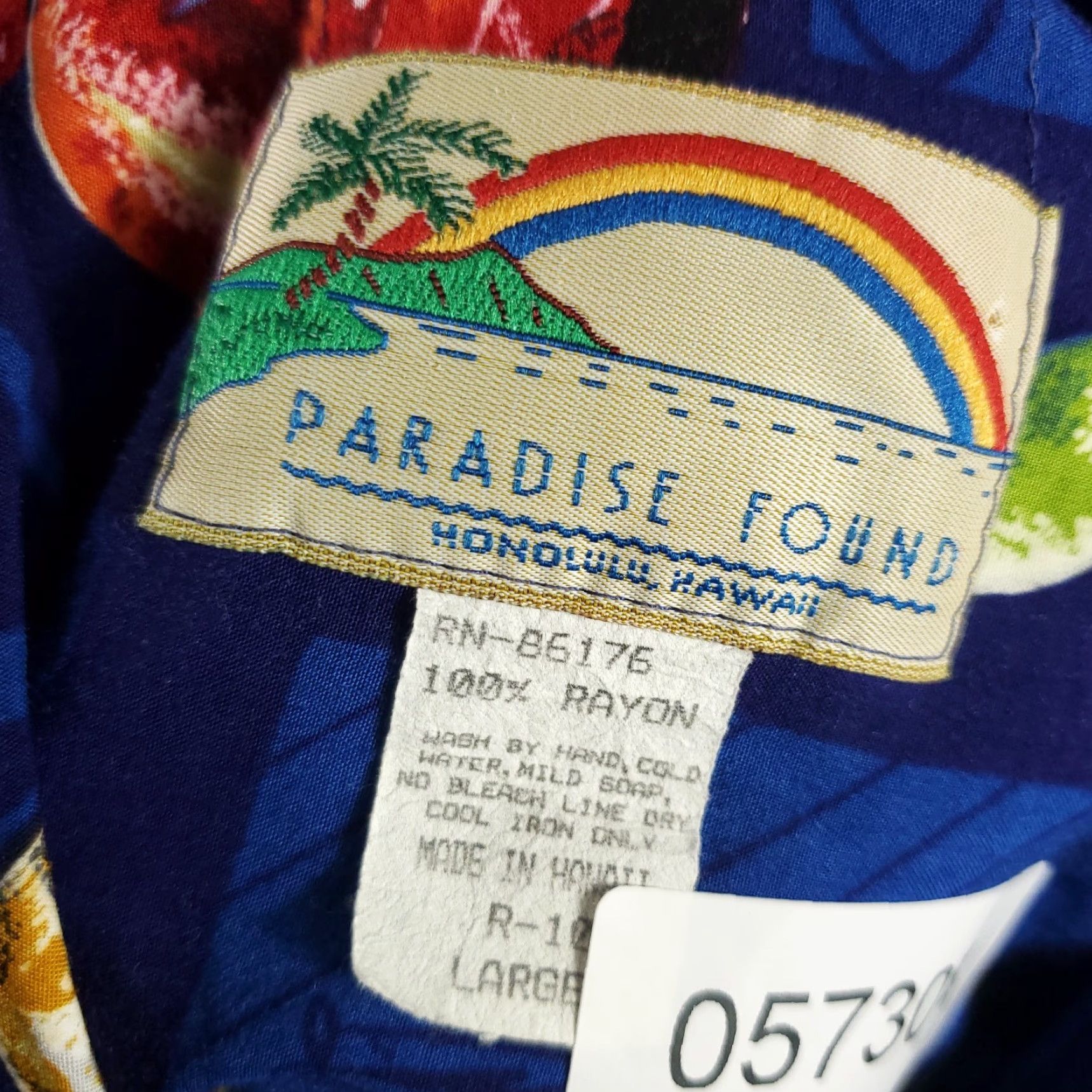 Paradise Found Paradise Found Shirt Mens Large Blue Tropical Drink Print Rayon Vintage Hawaiian Size US L / EU 52-54 / 3 - 7 Thumbnail
