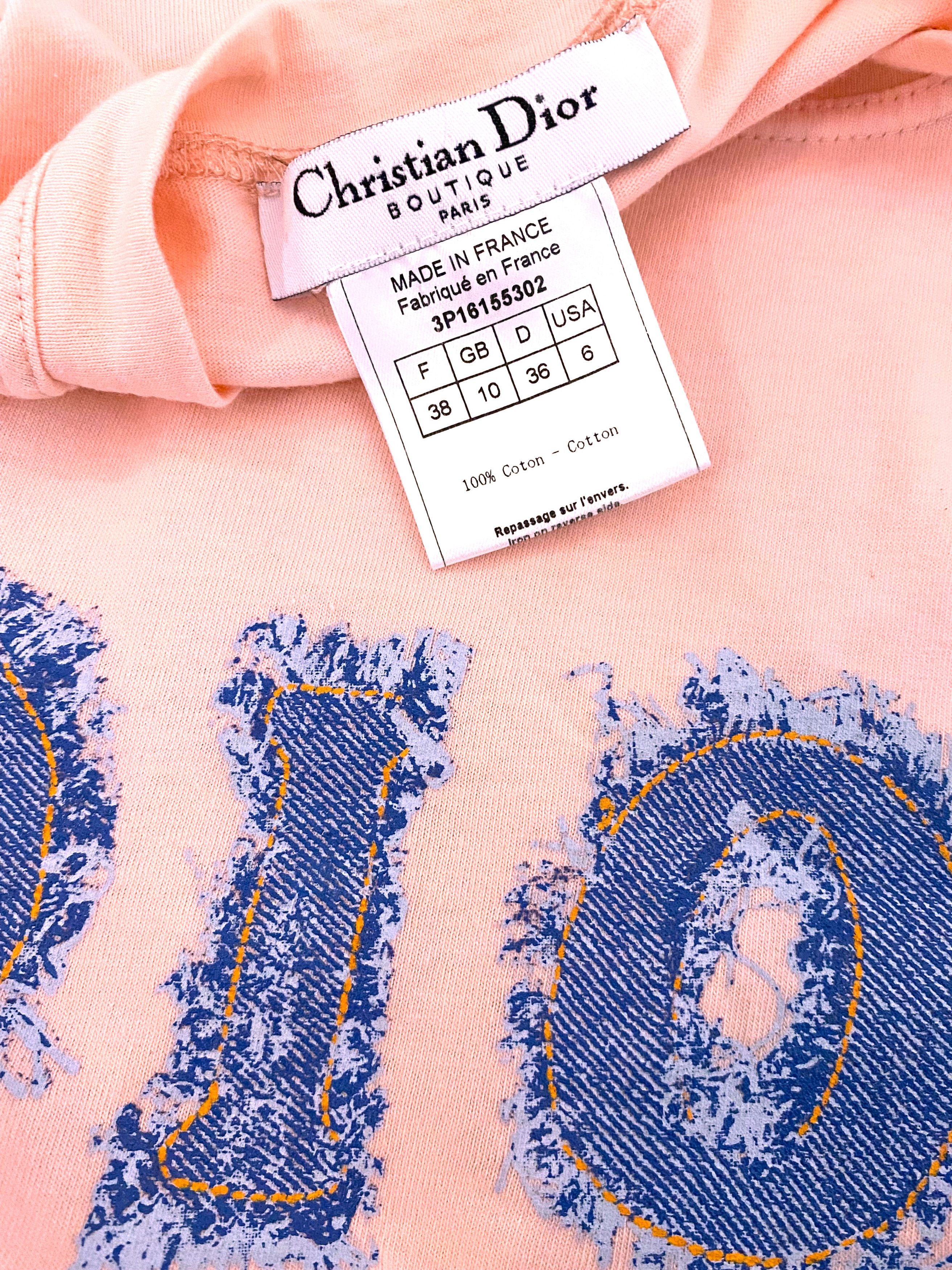 Dior Christian Dior Denim J'adore John Galliano Pink Tee Top Size XS / US 0-2 / IT 36-38 - 2 Thumbnail