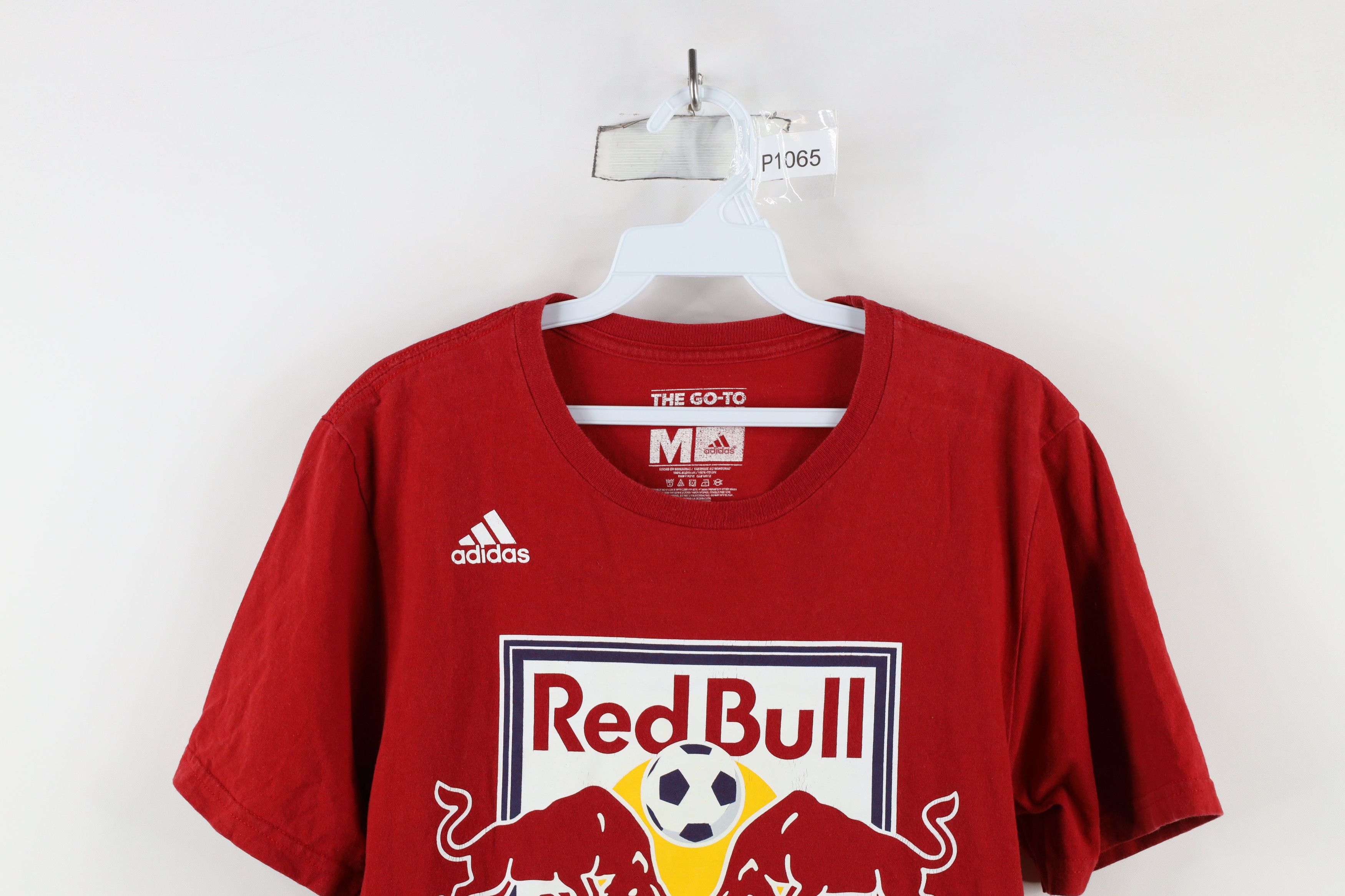 Adidas × Vintage Adidas Spell Out MLS New York Red Bull Soccer T-Shirt Red Size US M / EU 48-50 / 2 - 2 Thumbnail
