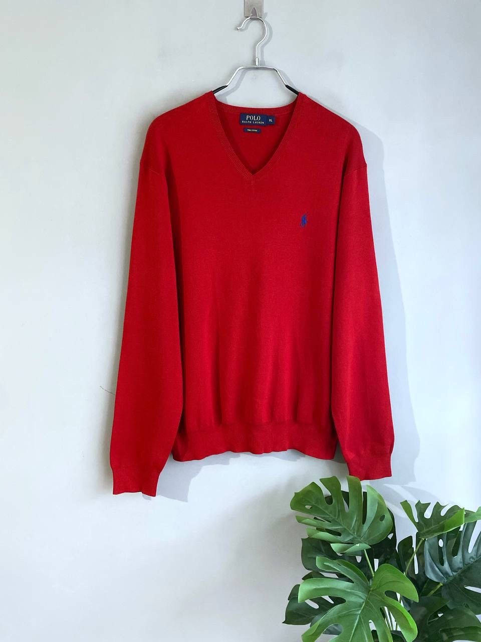 Polo Ralph Lauren Polo Ralph Lauren Men's V-Neck Red Knit Jumper Sweater, XL Size US XL / EU 56 / 4 - 1 Thumbnail
