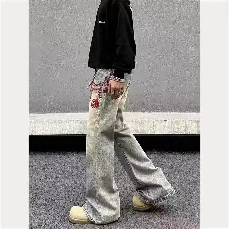Japanese Brand Vintage Yellow Clay Red Embroidered Meteor Hammer Jeans Size US 32 / EU 48 - 6 Thumbnail