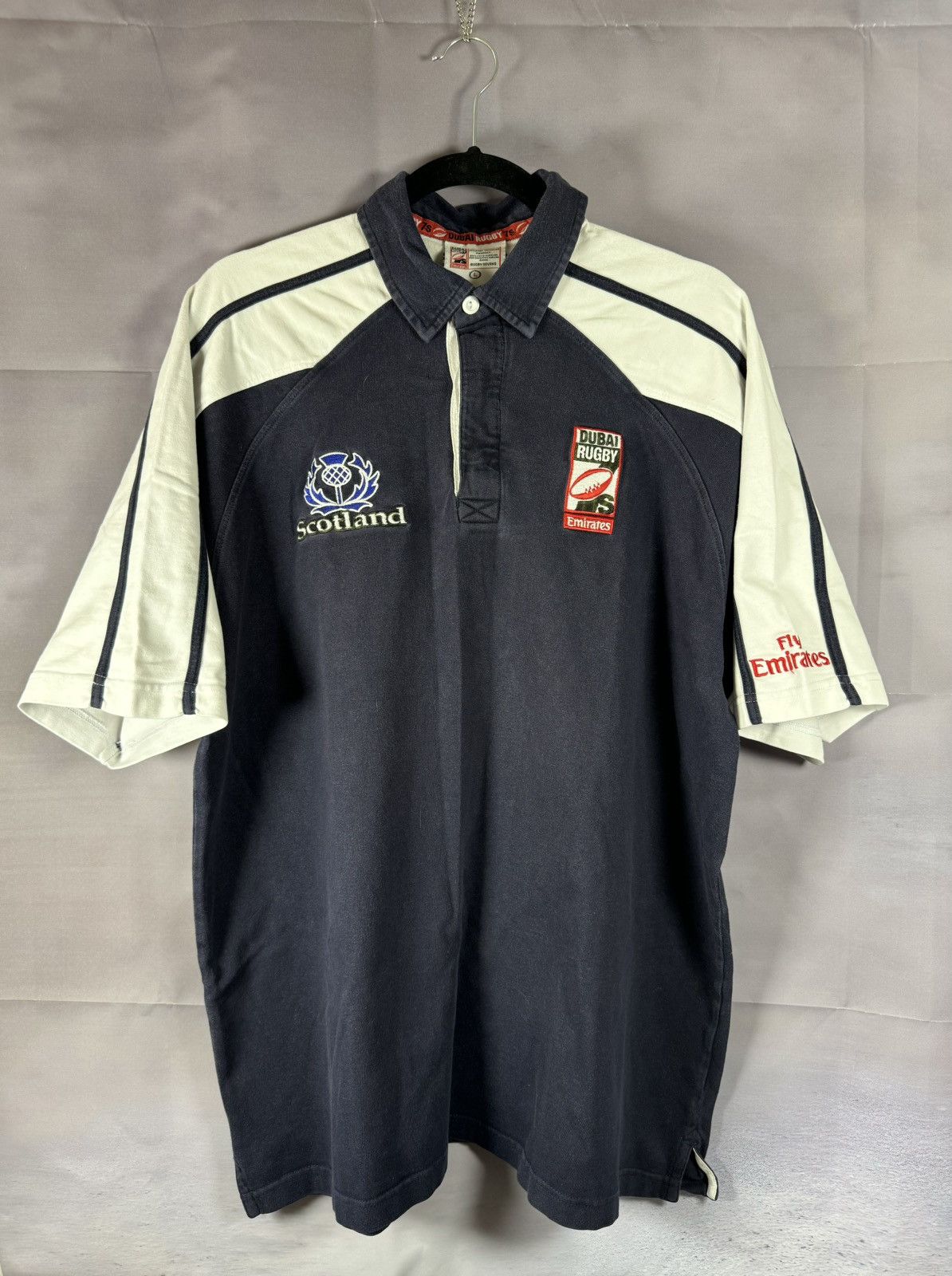 Vintage Matchworn Vintage Scotland Dubai Rugby #7 Jersey Large Size US L / EU 52-54 / 3 - 1 Thumbnail