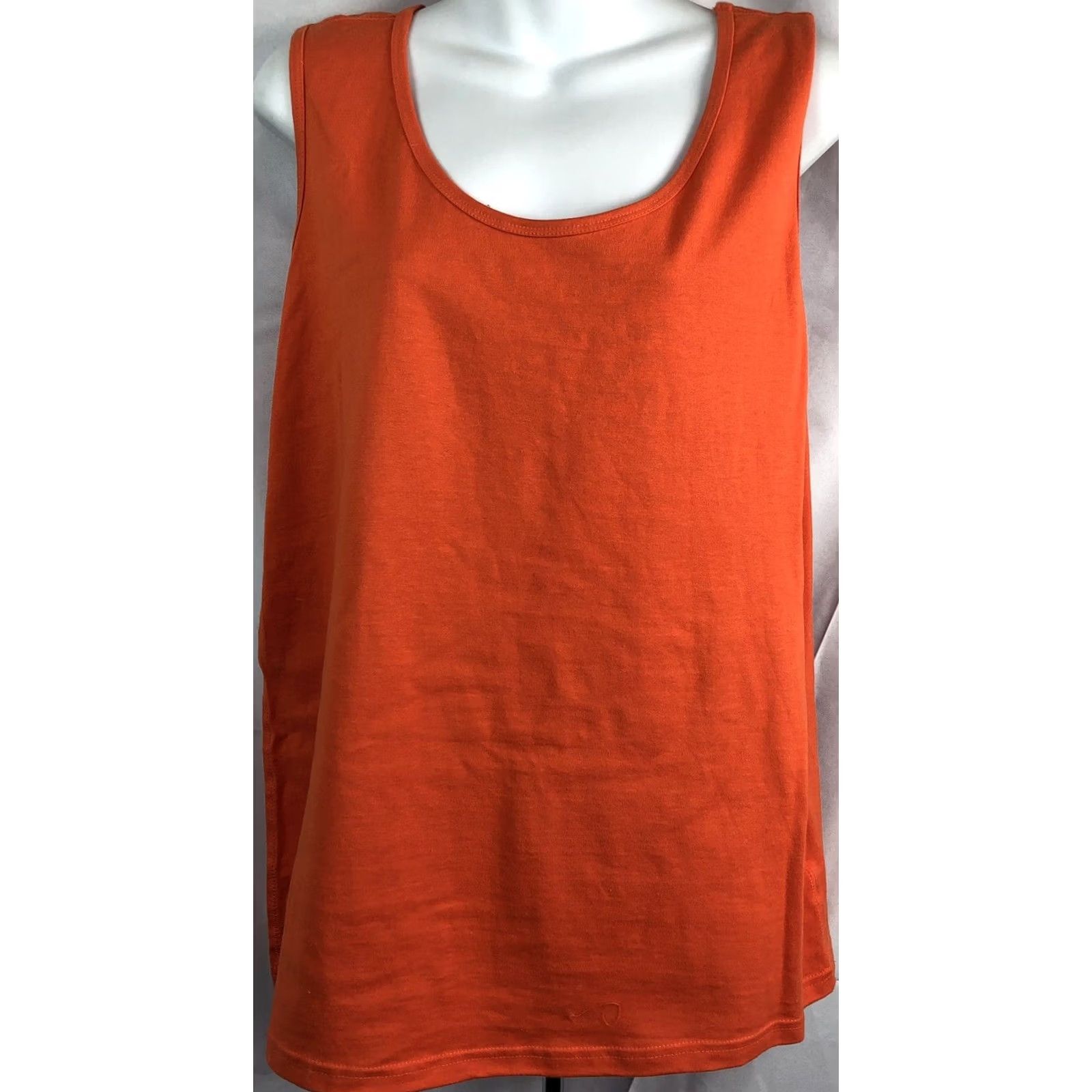 Colombo Jaclyn Smith/Basic Ed 2pc combo Lot blouse & Tank L orange 1/2 sleeve Mock Neck Size L / US 10 / IT 46 - 4 Thumbnail