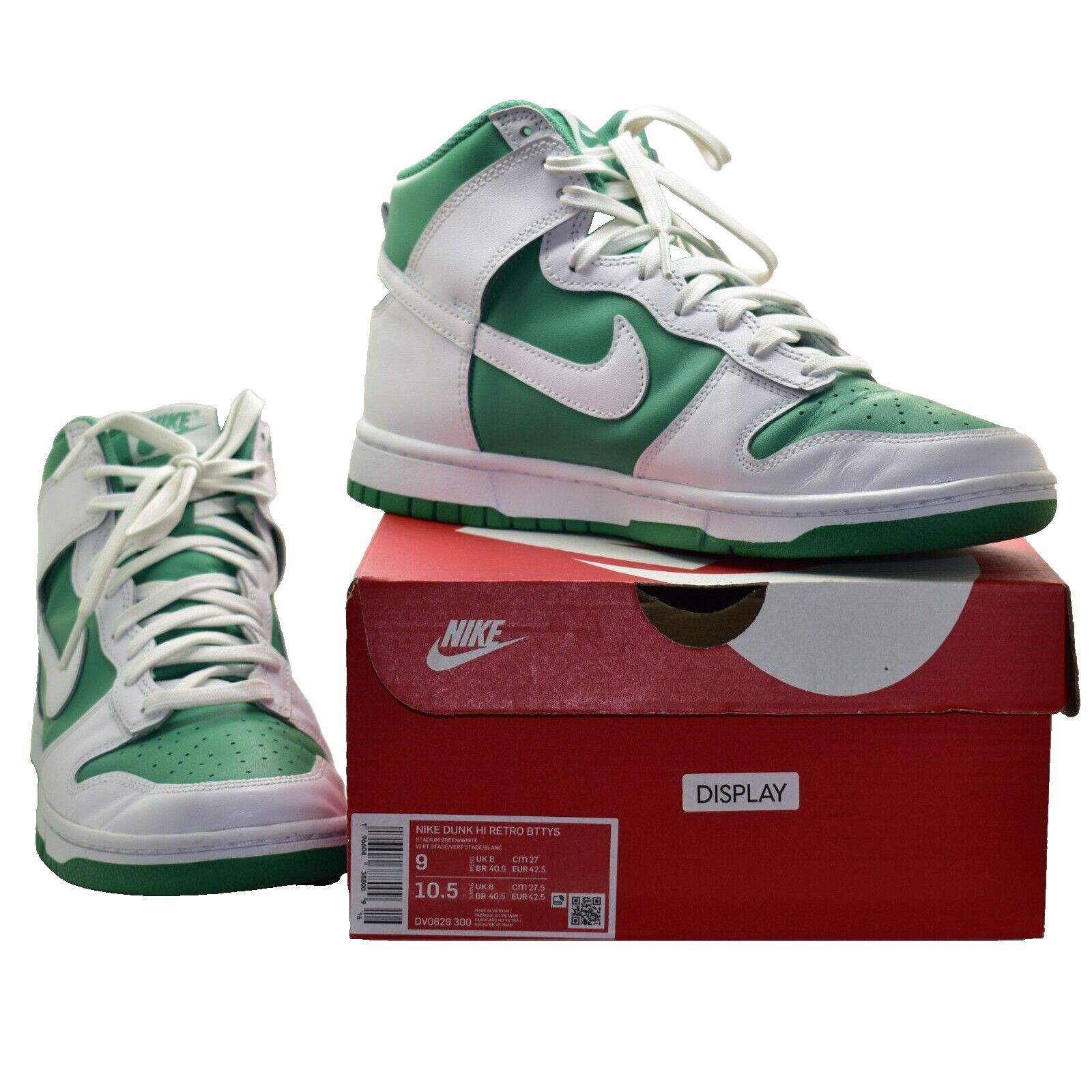NIKE DUNK HI RETRO BTTYS Green/White Shoes DV0829-300 Size 9