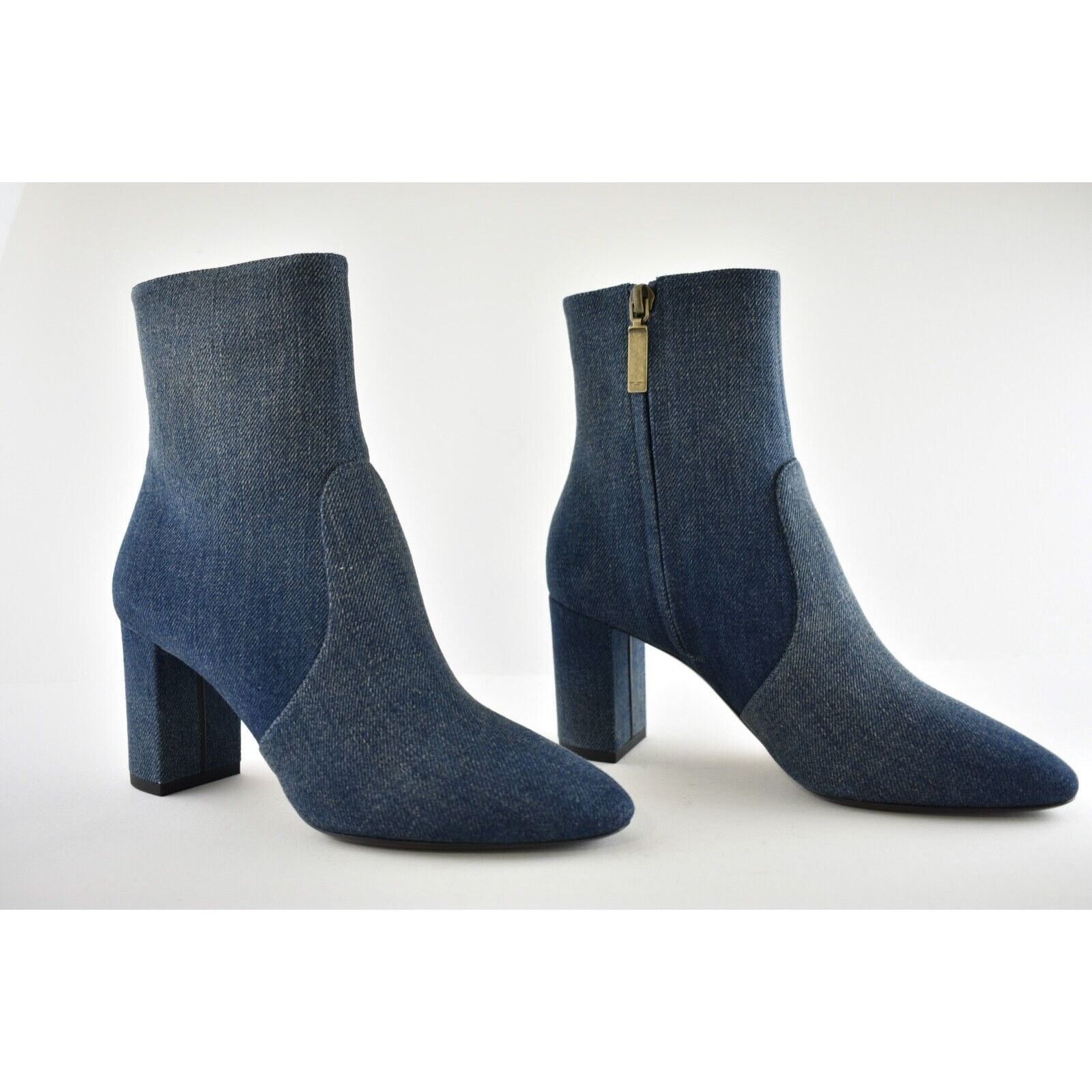 Yves Saint Laurent Saint Laurent Lou 75 Blue Jeans Denim YSL Zip Block Heel Size US 6.5 / IT 36.5 - 4 Thumbnail