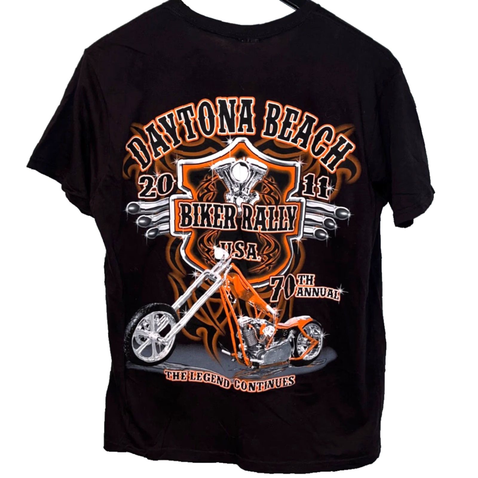 Vintage VINTAGE Daytona Beach 2011 Bike Week 70th Annual Biker Rally T-Shirt Tee Sz. L Size US L / EU 52-54 / 3 - 3 Thumbnail
