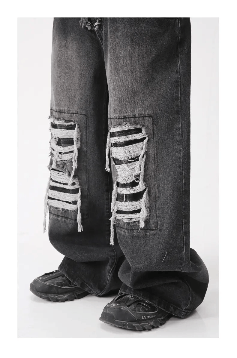 Japanese Brand × Jean Double waist ripped patchwork Baggy jean Size US 28 / EU 44 - 5 Thumbnail