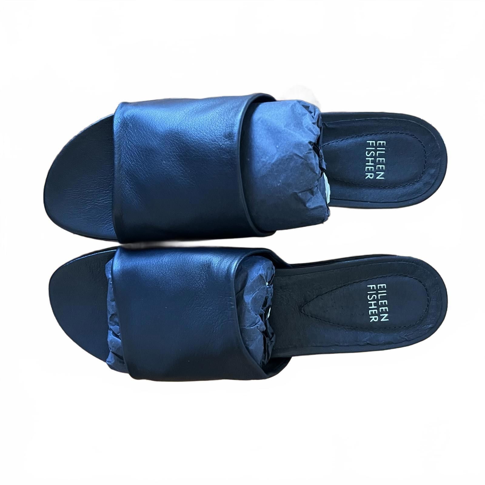 Eileen Fisher NIB - 8M - Women-Eileen Fisher Soft Napa Black Slide Sandals Size US 8 / IT 38 - 3 Thumbnail