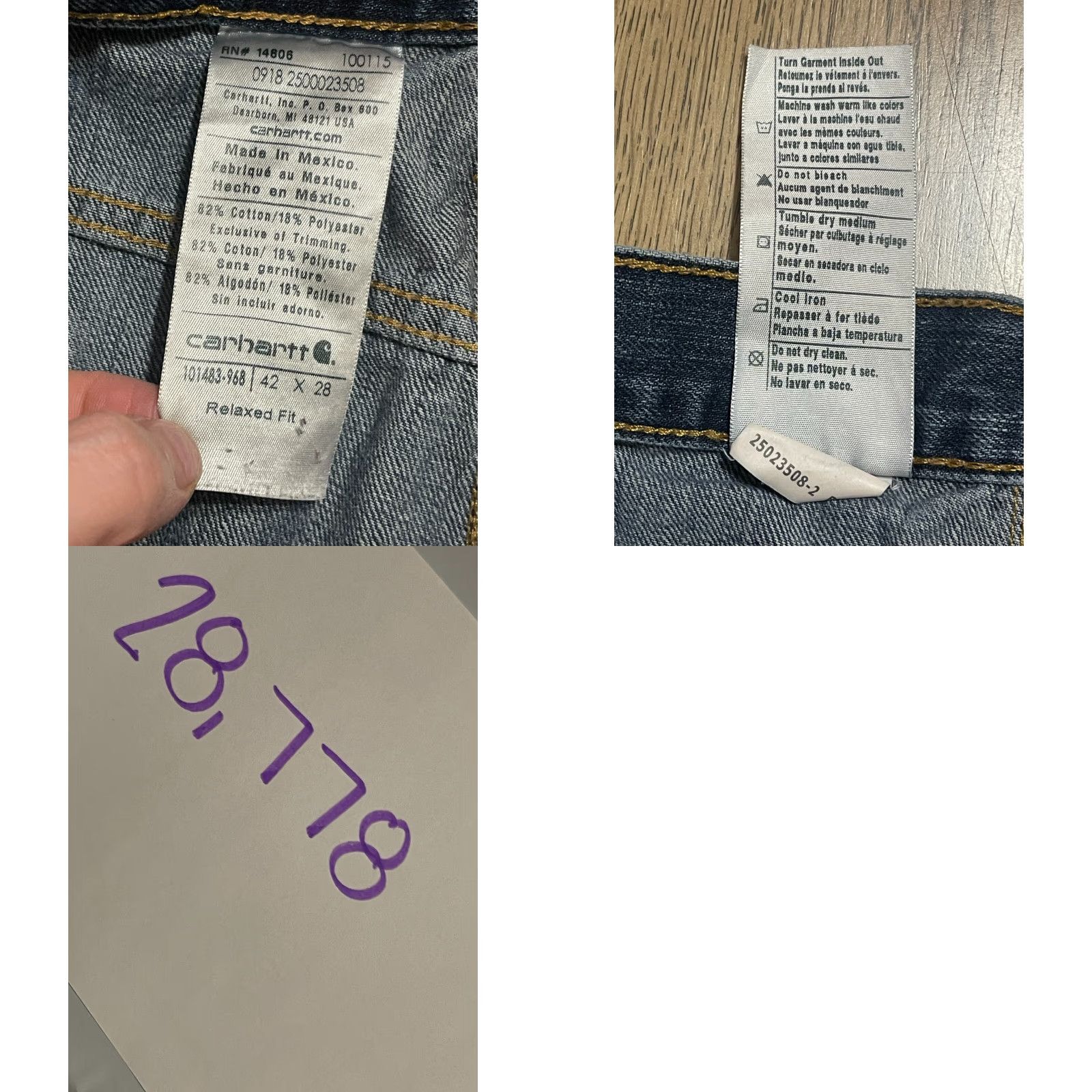 Carhartt Carhartt Jeans Mens 42x28 Blue Denim Straight Leg Relaxed Fit Jeans Size US 42 / EU 58 - 8 Thumbnail