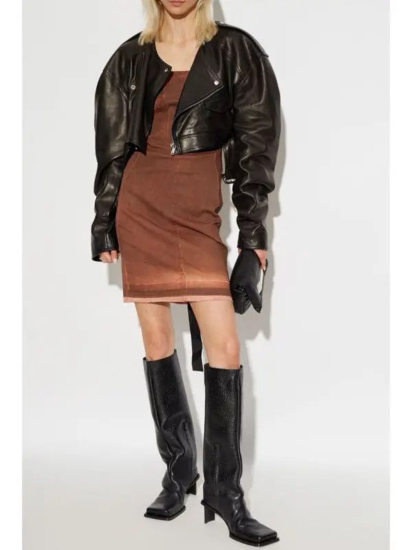Rick Owens o1mle0426 Splintered Stretch Denim Bustier Dress in Brown Size S / US 4 / IT 40 - 2 Thumbnail