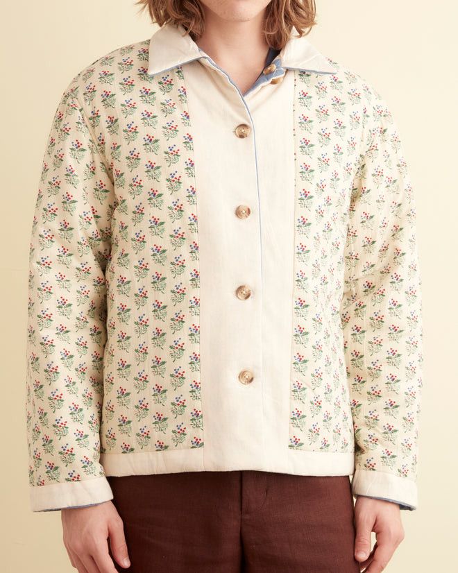 Bode 1495USD Blue White House Steps Reversible Quilted Jacket Size US L / EU 52-54 / 3 - 5 Thumbnail