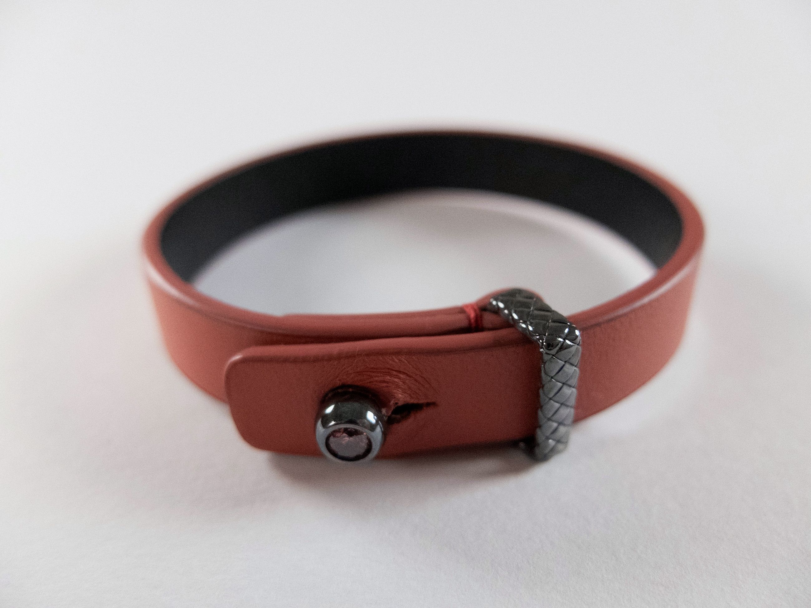 Bottega Veneta BOTTEGA VENETA pink leather Sterling silver bracelet Medium Size ONE SIZE - 2 Thumbnail