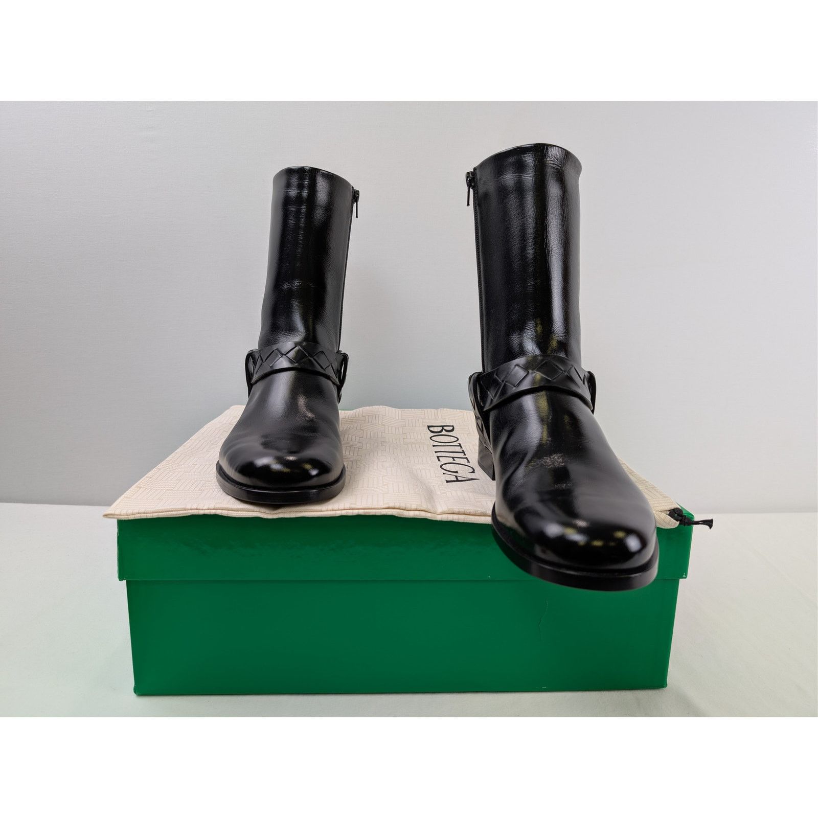 Bottega Veneta o1rshd1 Intrecciato-Woven Harness-Style Ankle Strap Hi Boots Size US 12 / EU 45 - 16 Thumbnail