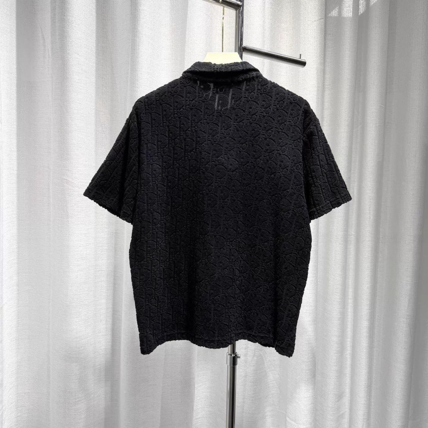 Dior Black Textured Short-Sleeve Polo Shirt Size US M / EU 48-50 / 2 - 2 Thumbnail