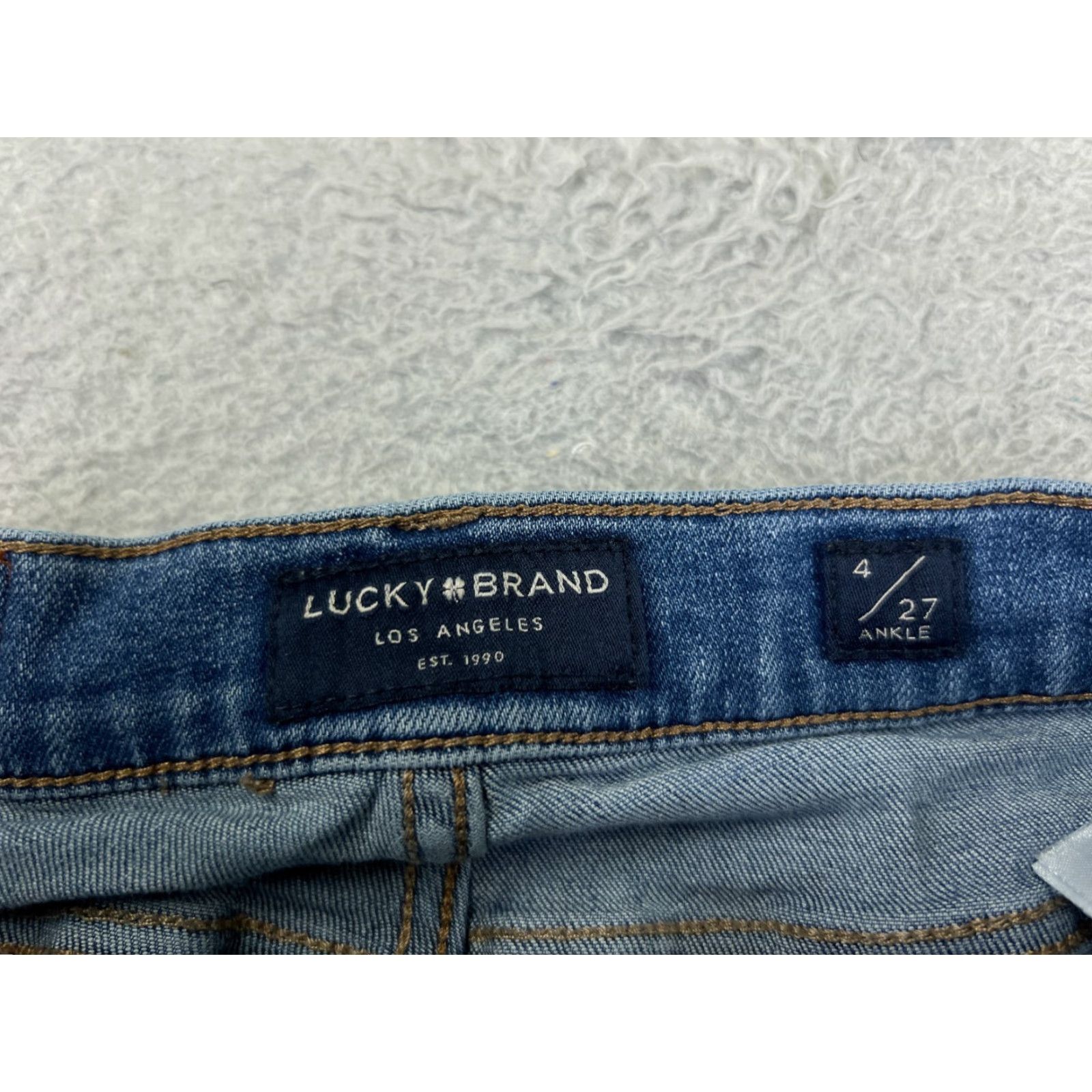 Vintage Lucky Pants Ava Jeans 4 Blue Denim Ankle Mid Rise Crop 24x25 Cotton Blend 5-Pocket Womens Regular Size 27" / US 4 / IT 40 - 6 Thumbnail