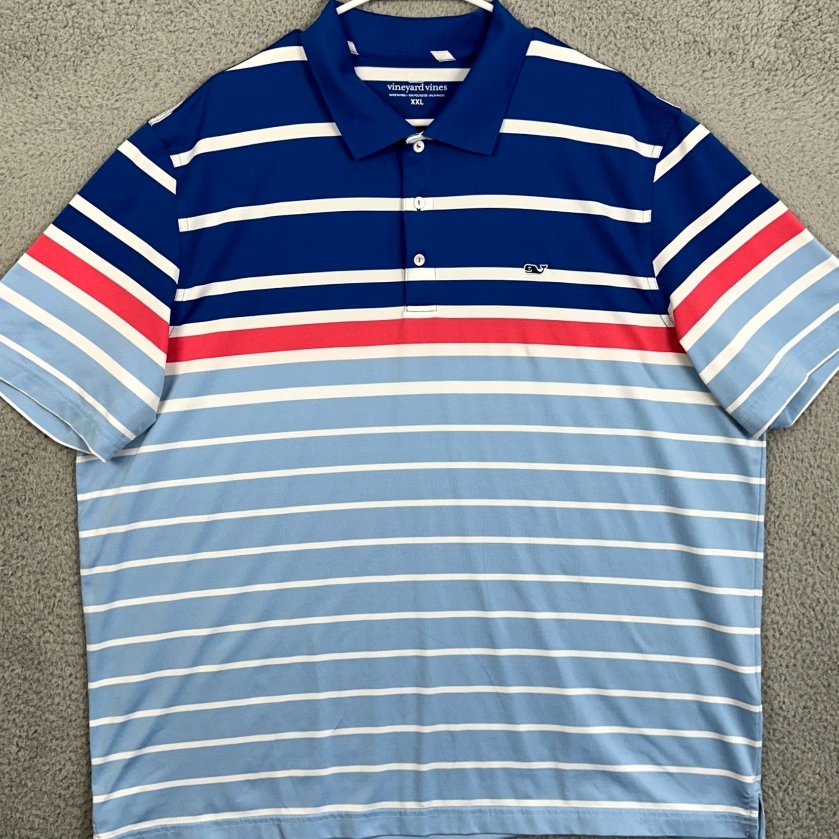 Vineyard Vines Vineyard Vines Mens 2XL Polo Golf Shirt Blue White Colorblock Stretch Rugby EUC Size US XXL / EU 58 / 5 - 2 Thumbnail