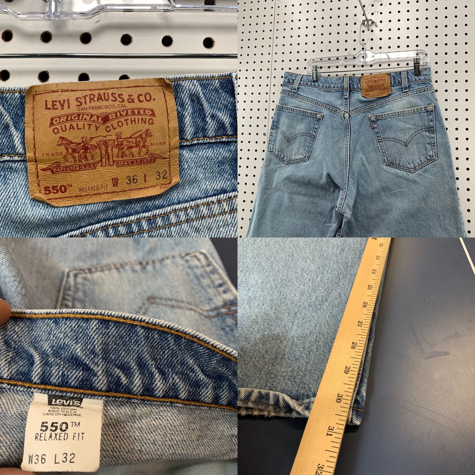 Levi's VINTAGE Levis 550 Jeans Men 36x32 Fits 35x30.5 Blue Denim Relaxed Made USA 90s Size US 36 / EU 52 - 10 Thumbnail