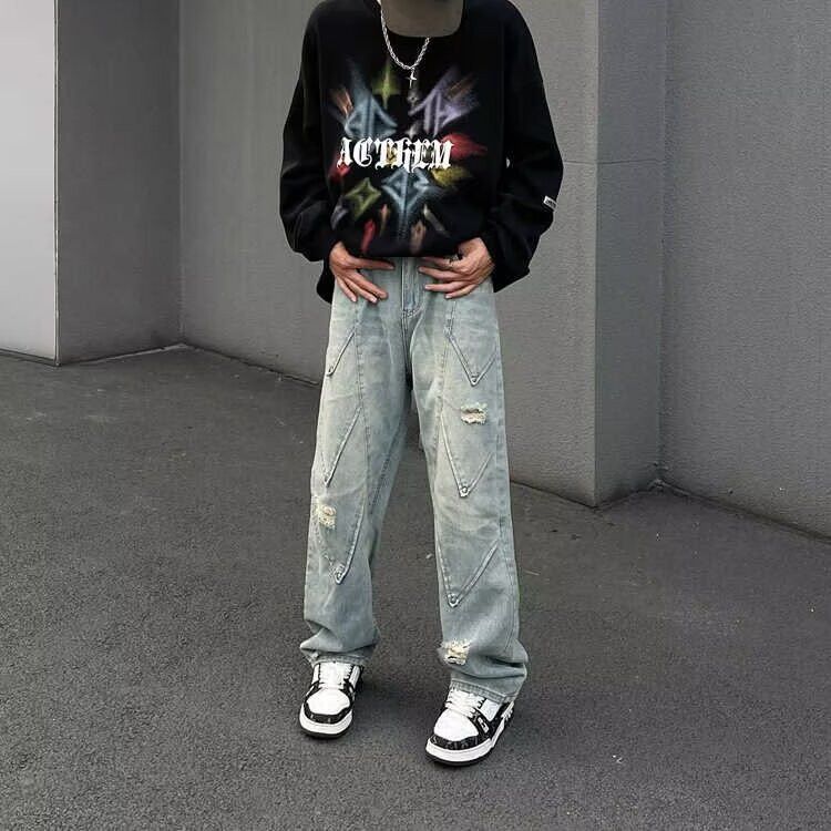 Japanese Brand × Jean Retro loose ripped high street jeans Size US 32 / EU 48 - 2 Thumbnail