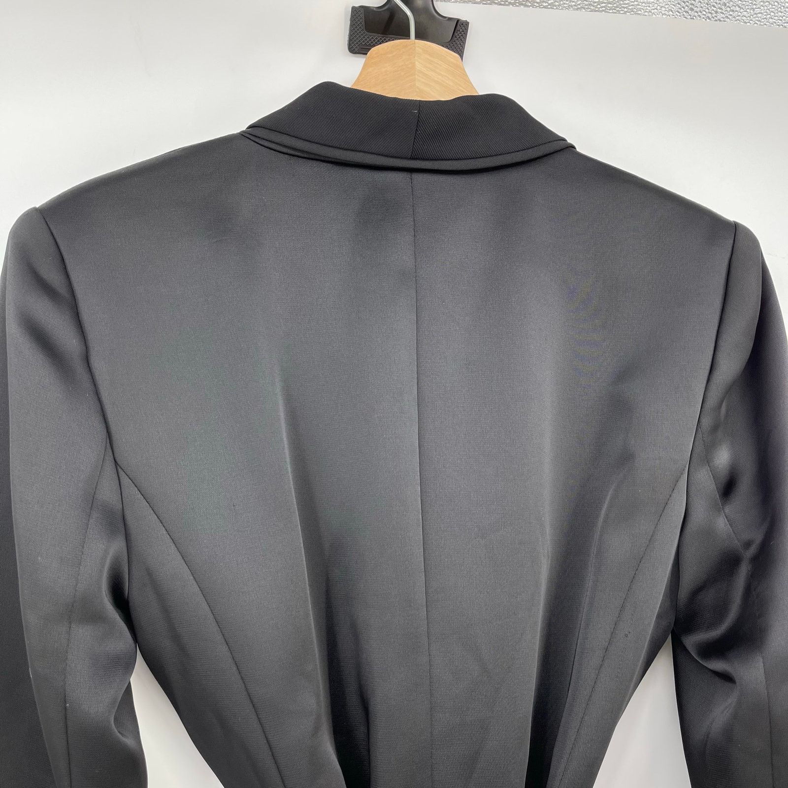 Rachel Zoe Rachel Zoe | Roarke Belted Grosgrain Trim Black Satin Blazer Size M / US 6-8 / IT 42-44 - 10 Thumbnail