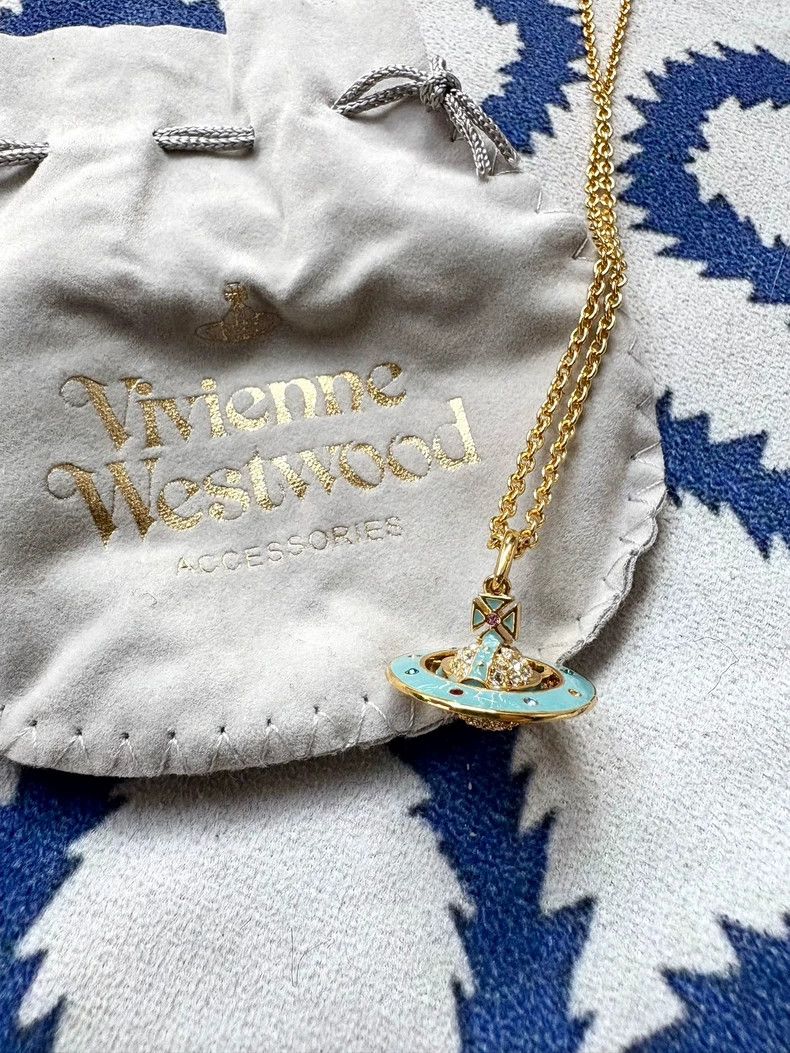 Vivienne Westwood Vivienne Westwood Blue enamel diamond Saturn Orb necklace Size ONE SIZE - 7 Thumbnail
