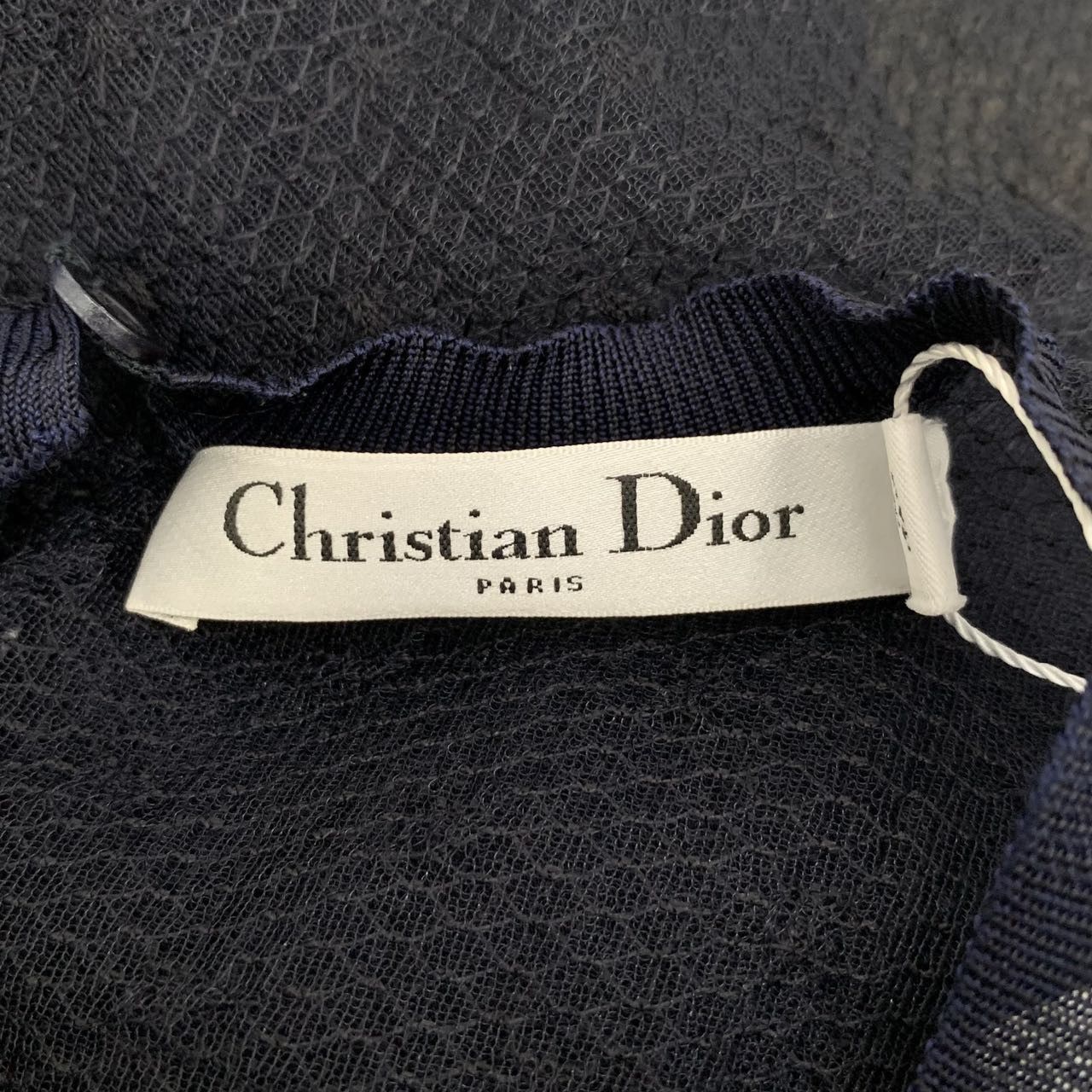 Dior Dior Navy Silk Crew Neck Hollow Mesh Dress K26WX Size XS / US 0-2 / IT 36-38 - 4 Thumbnail