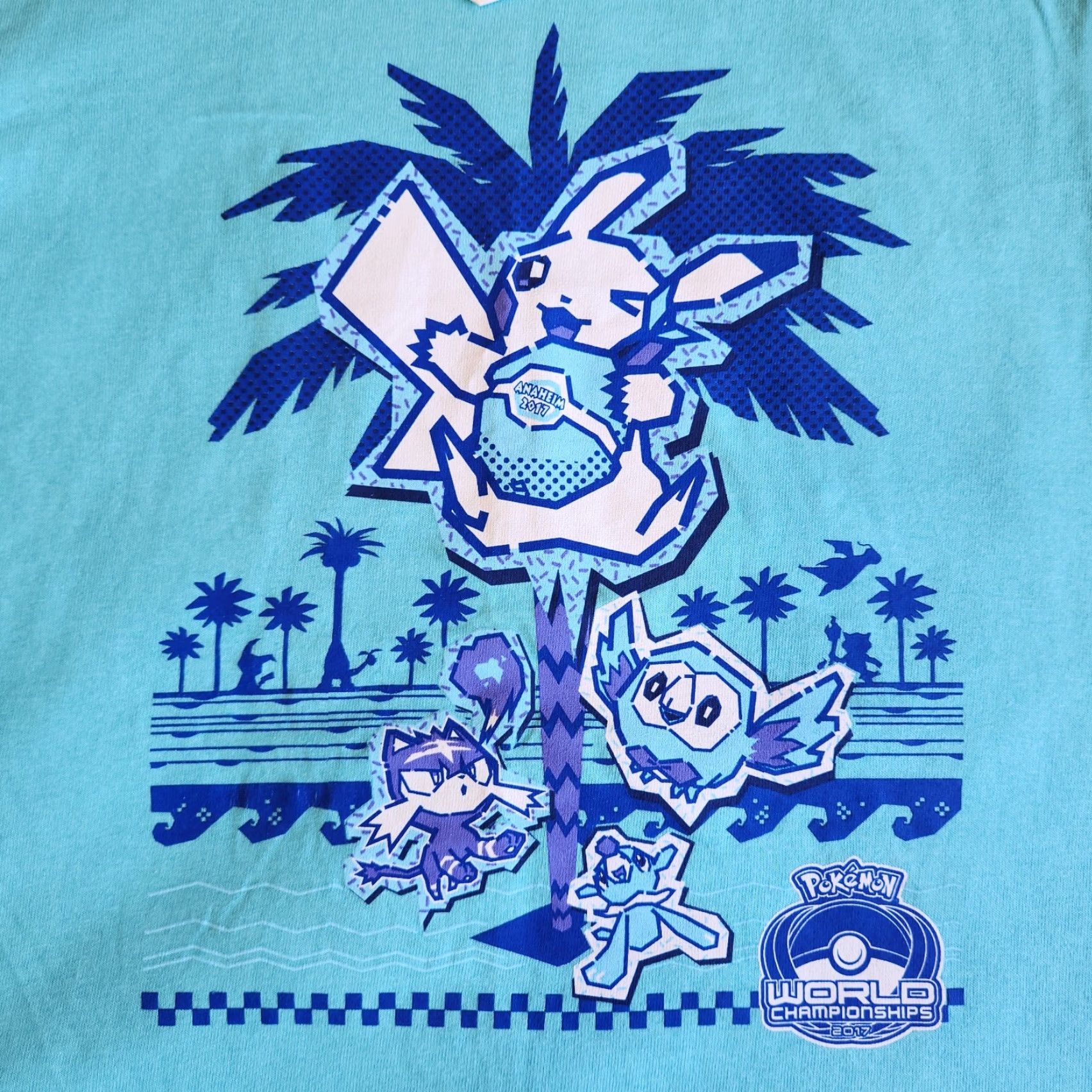 Nintendo Pokemon World Championships TCG 2017 Anaheim Blue Pikachu SM Graphic T-Shirt NWT Shirt Unisex Adults S Blue Pokemon Cartoon Anime Limited Edition 90s? Size US S / EU 44-46 / 1 - 2 Thumbnail