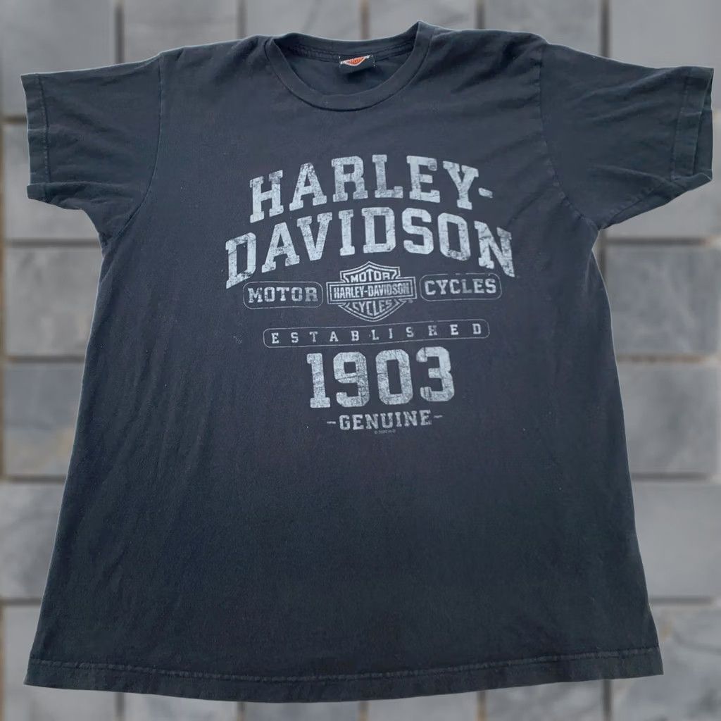 Harley Davidson Harley-Davidson Shirt Mens Large Motorcycle Logo Graphic Print Vintage 1903 Manchester New Hampshire Tee Black Short Sleeve Crew Neck Mens Size US L / EU 52-54 / 3 - 1 Thumbnail