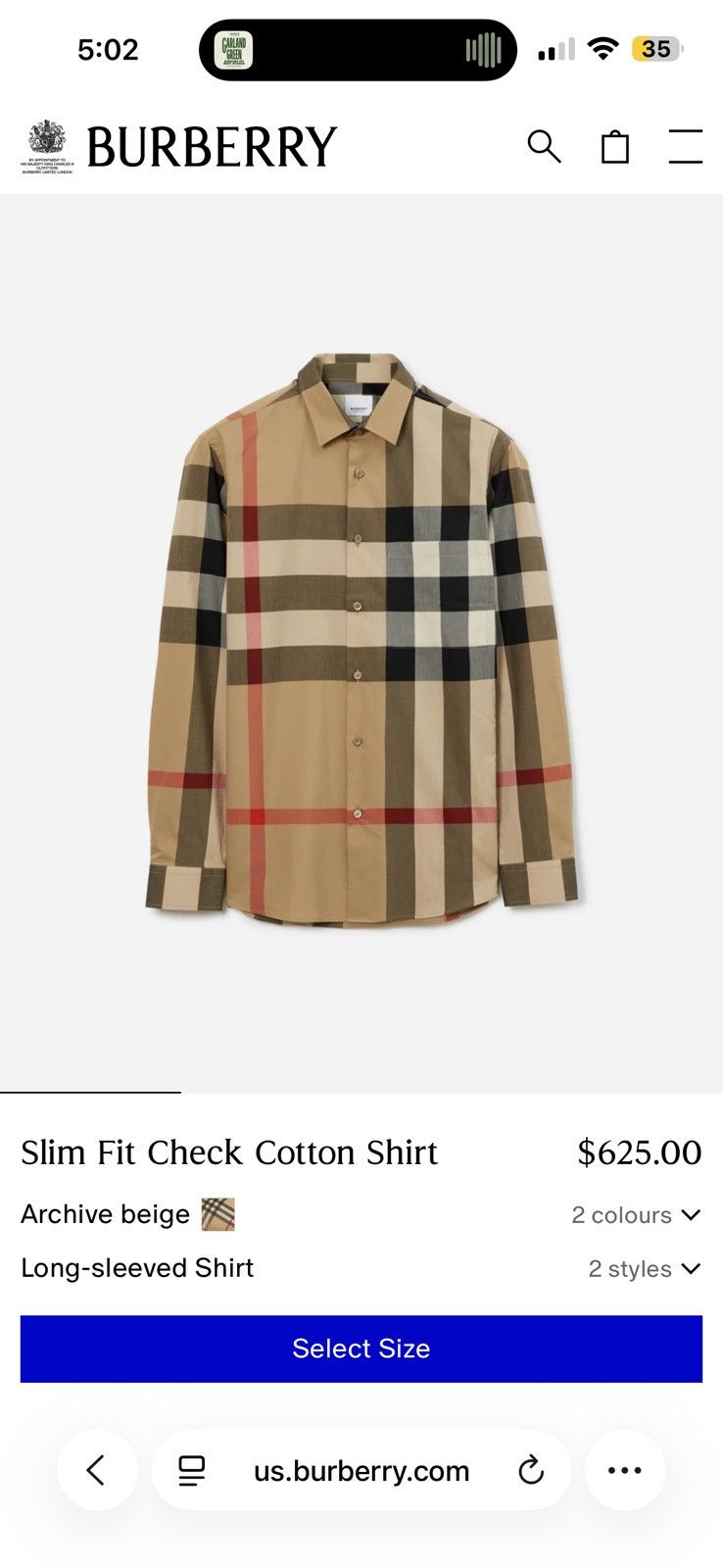 Burberry Burberry Slim Fit Check Cotton Shirt Size US M / EU 48-50 / 2 - 4 Thumbnail