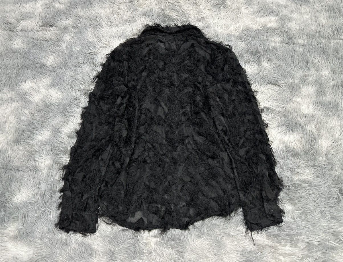 Japanese Brand 🔥Sick Y2K Japanese Black Fur Fringed Feather Shirt Goth Punk Size US XL / EU 56 / 4 - 7 Thumbnail