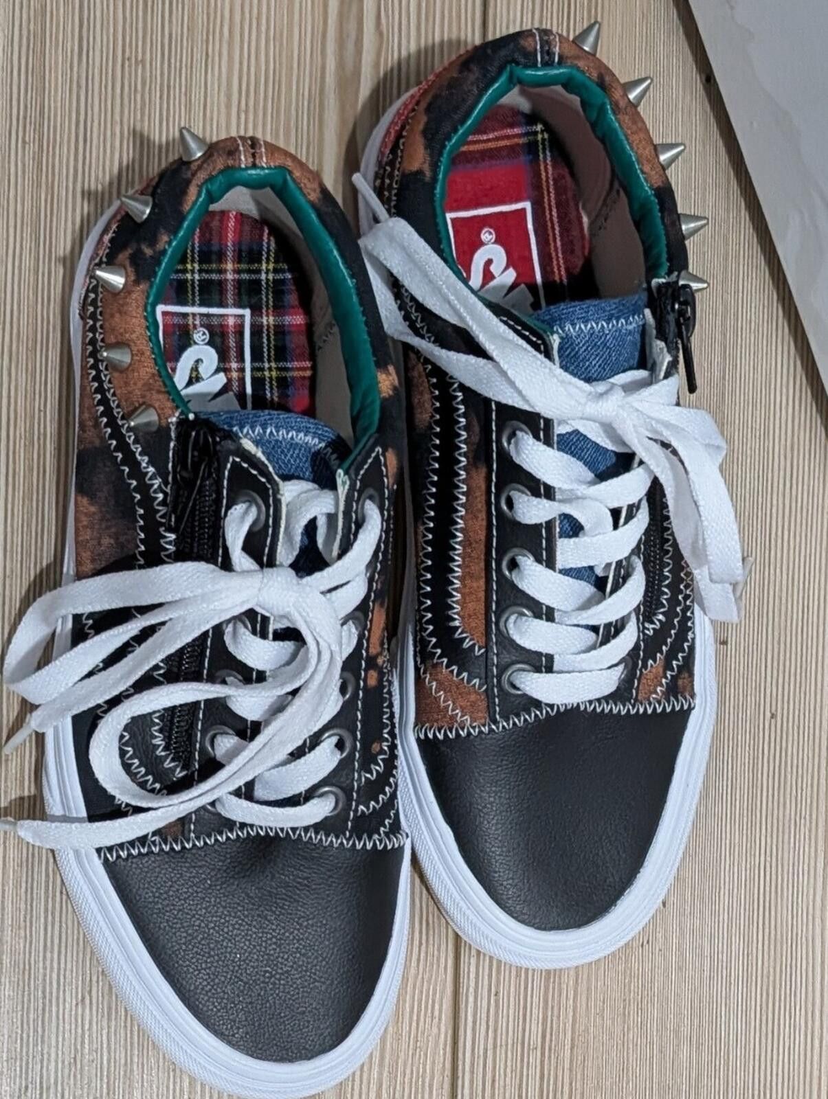 Vans Vans Black & Brown Leopard Low-Top Sneakers with Studs Size US 5.5 / IT 35.5 - 5 Thumbnail